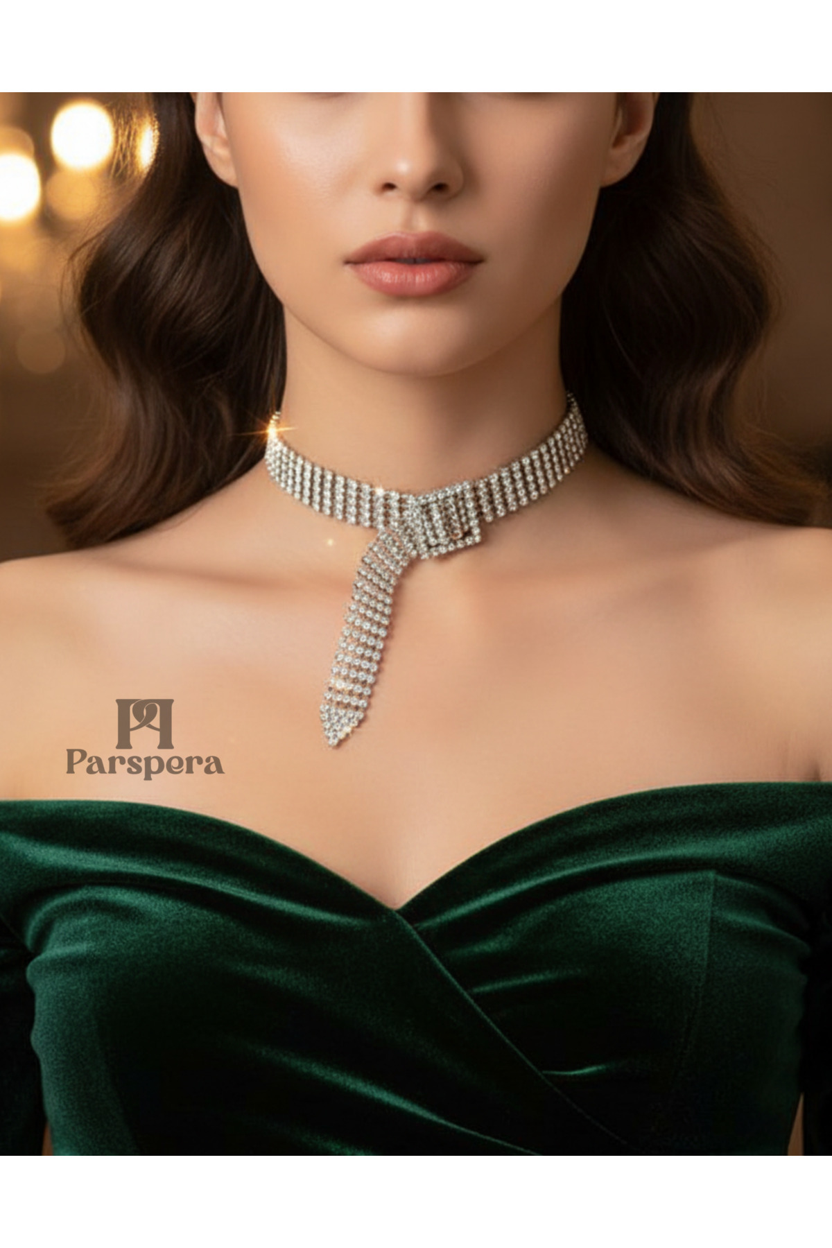 Gümüş Kaplama Choker Şık Taşlı Kolye Kemer veya Bileklik ( KUTULU ) Abiye Düğün Nişan Kına Davet