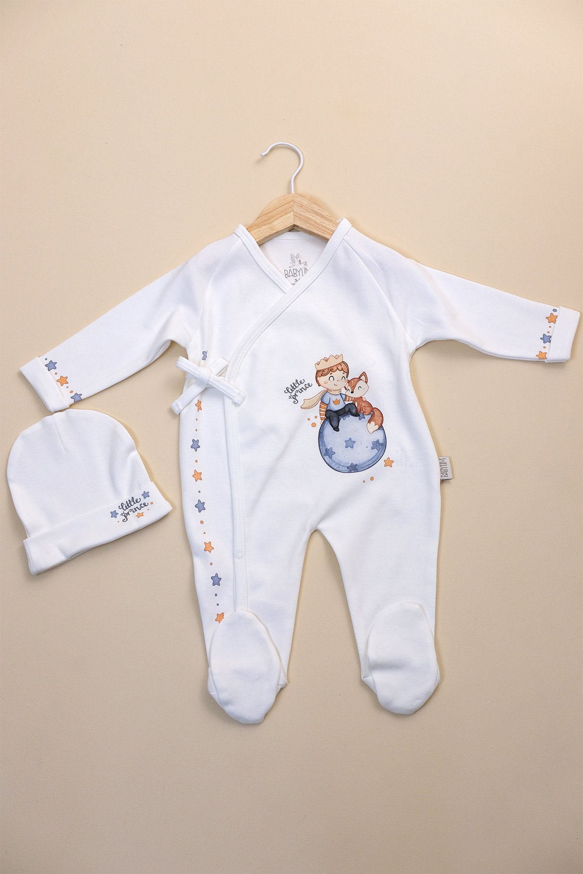 BABYLİM Küçük Prens Kruvaze Tulum Seti %100 Pamuk Erkek Bebek fotoğrafı 2 (önizleme)