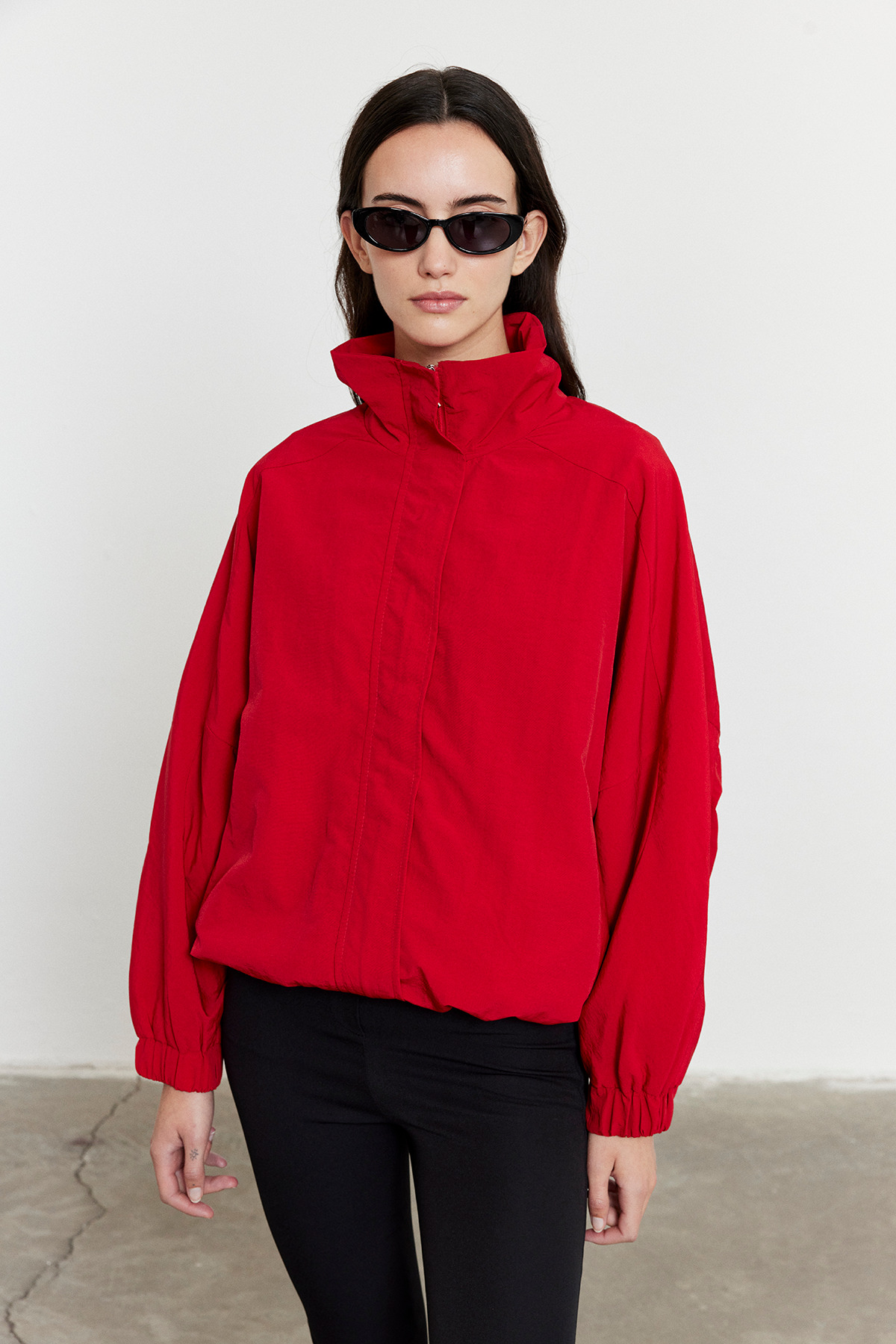FACETTE  Fermuarlı Oversize Ceket Kırmızı - Görsel 2