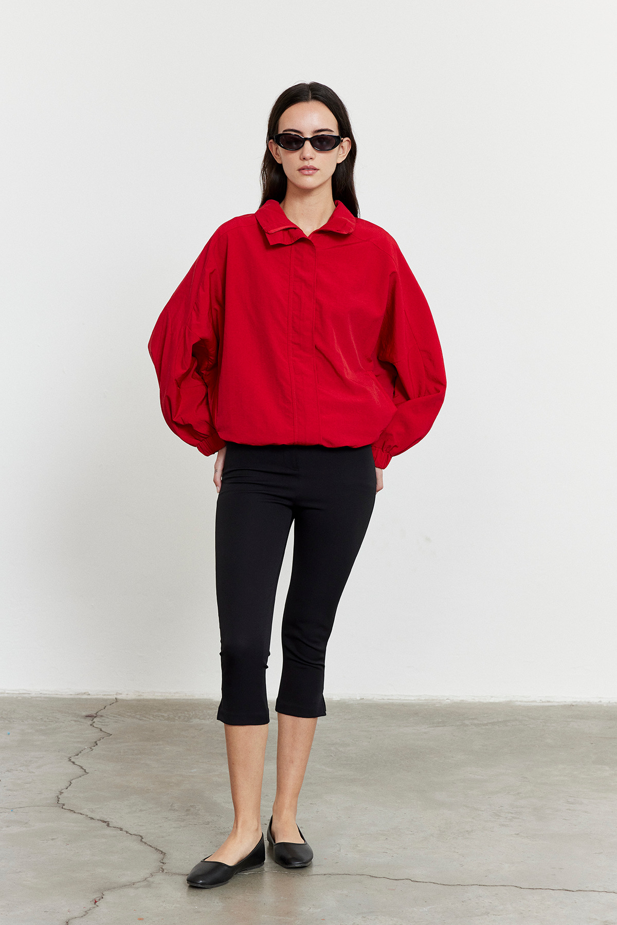 FACETTE  Fermuarlı Oversize Ceket Kırmızı - Görsel 3