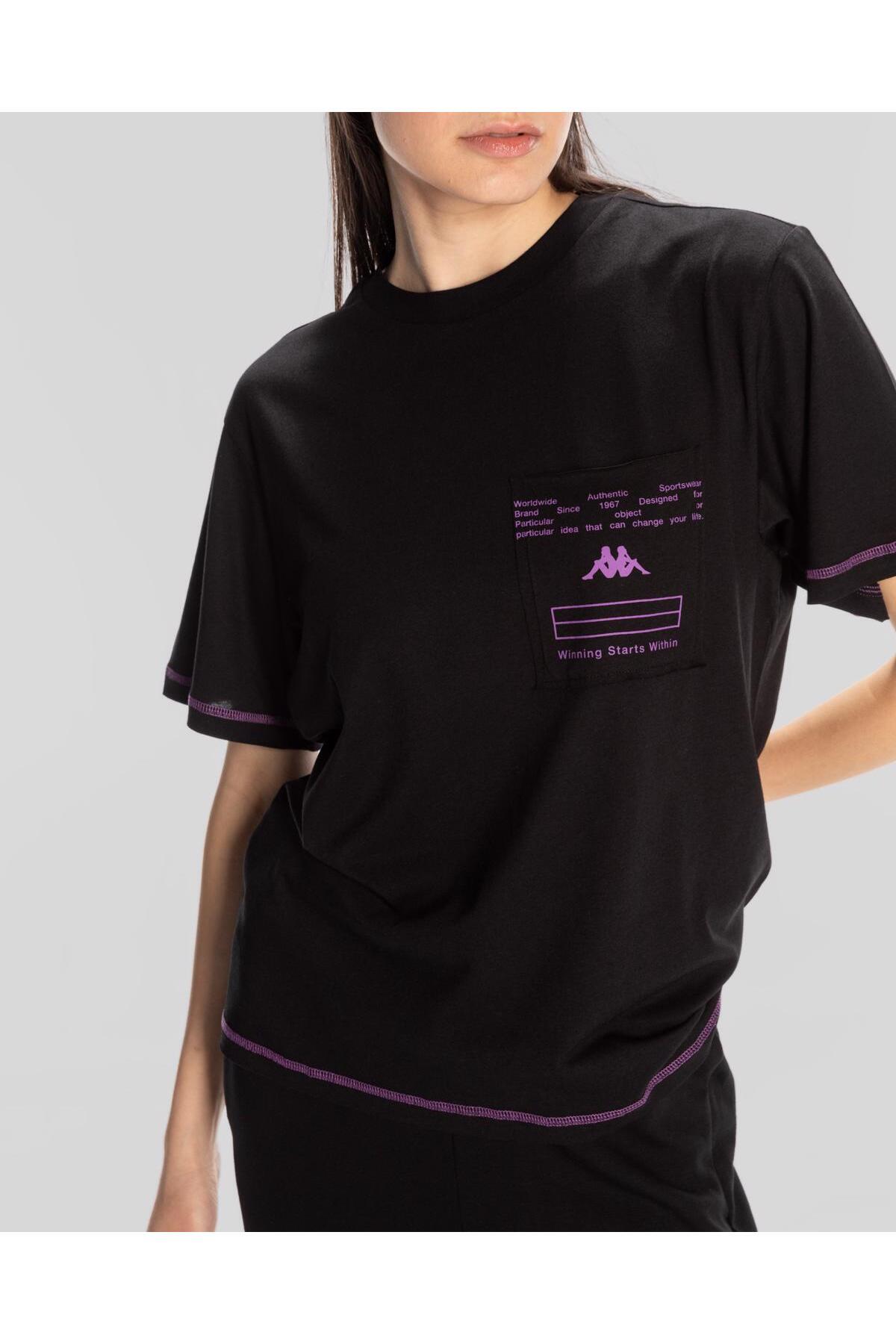 Kappa Authentic Kage T-Shirt Kadın Siyah Regular Tişört görsel 2