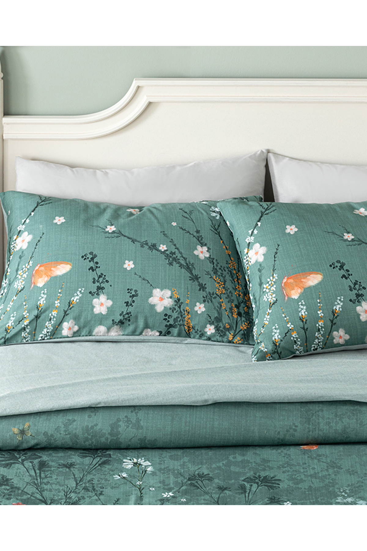 English Home Sweet Spring Dijital Baskılı Çift Taraflı Çift Kişilik Nevresim Takımı Yeşil fotoğrafı 3 (önizleme)