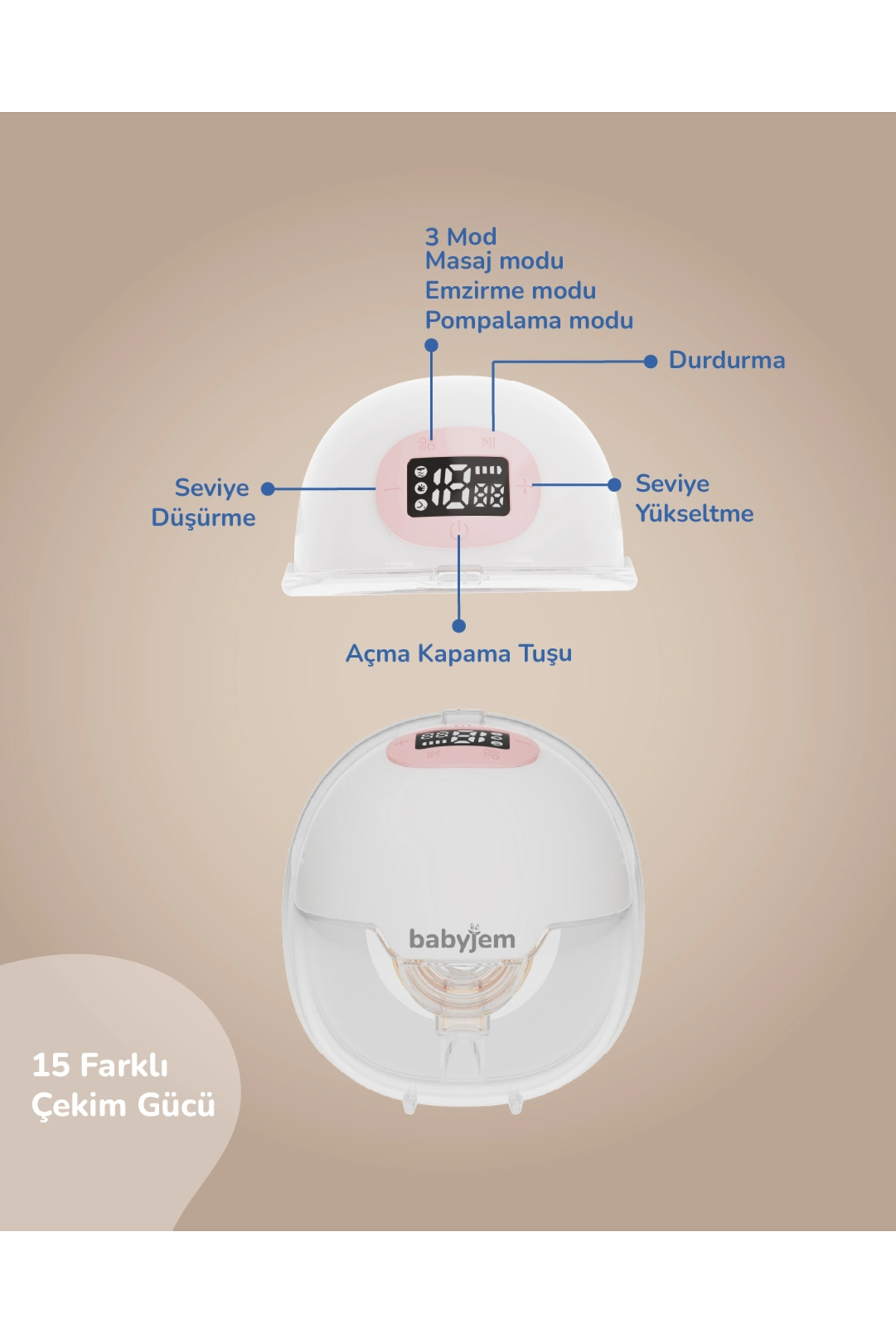 Babyjem Yeni Nesil Ultra Vakumlu Giyilebilir Göğüs Pompası fotoğrafı 4 (önizleme)