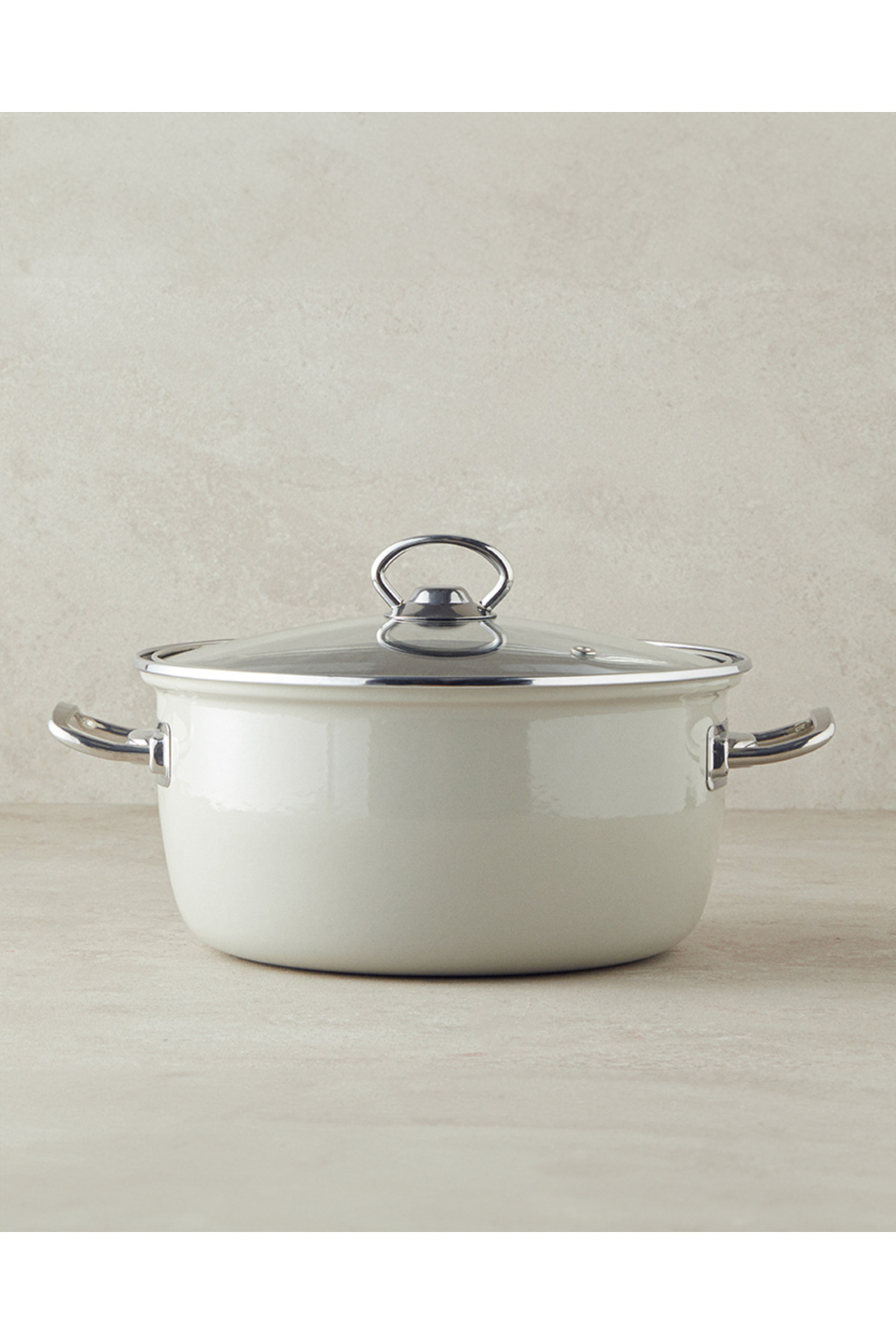 English Home Sartagi Emaye Kızartma Tenceresi 22 Cm Bej