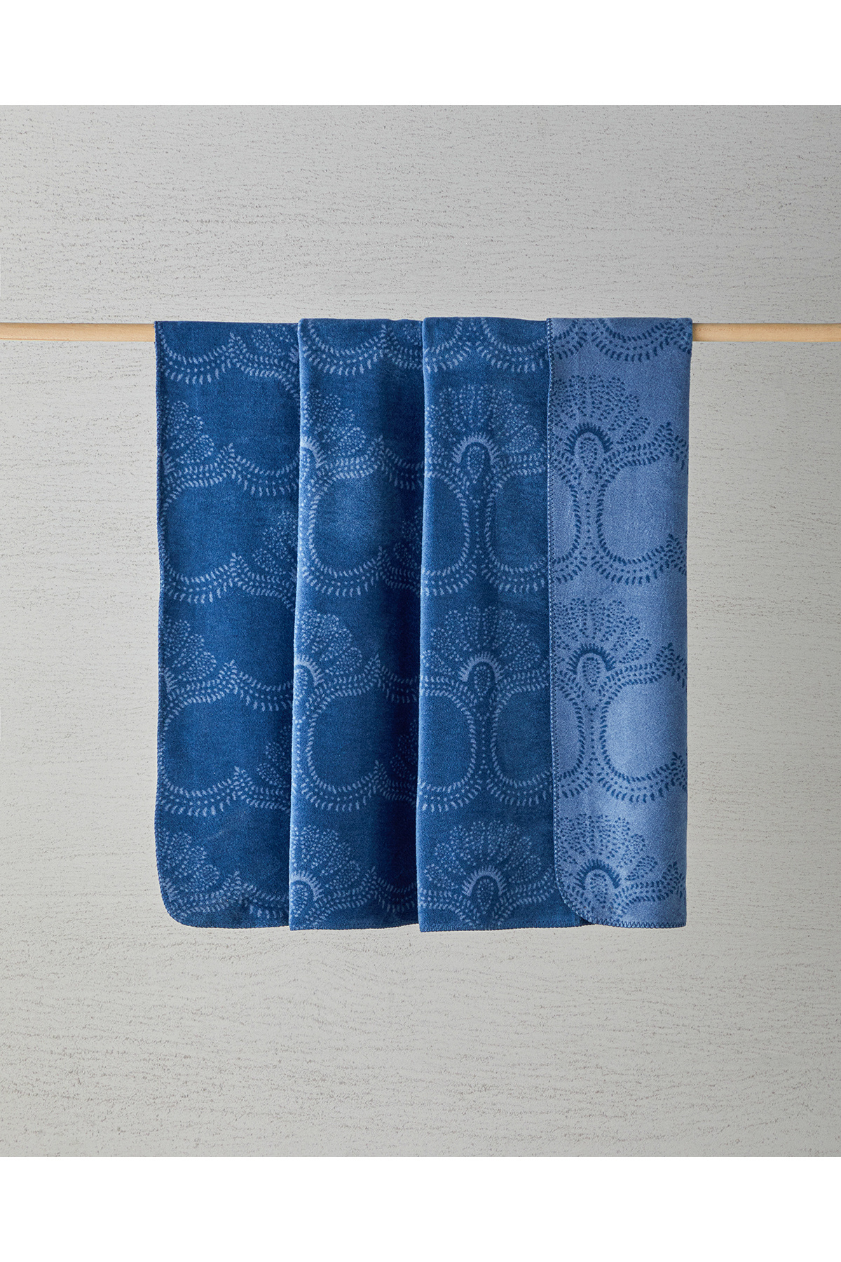 English Home Spread Pamuklu Çift Kişilik Battaniye Mavi