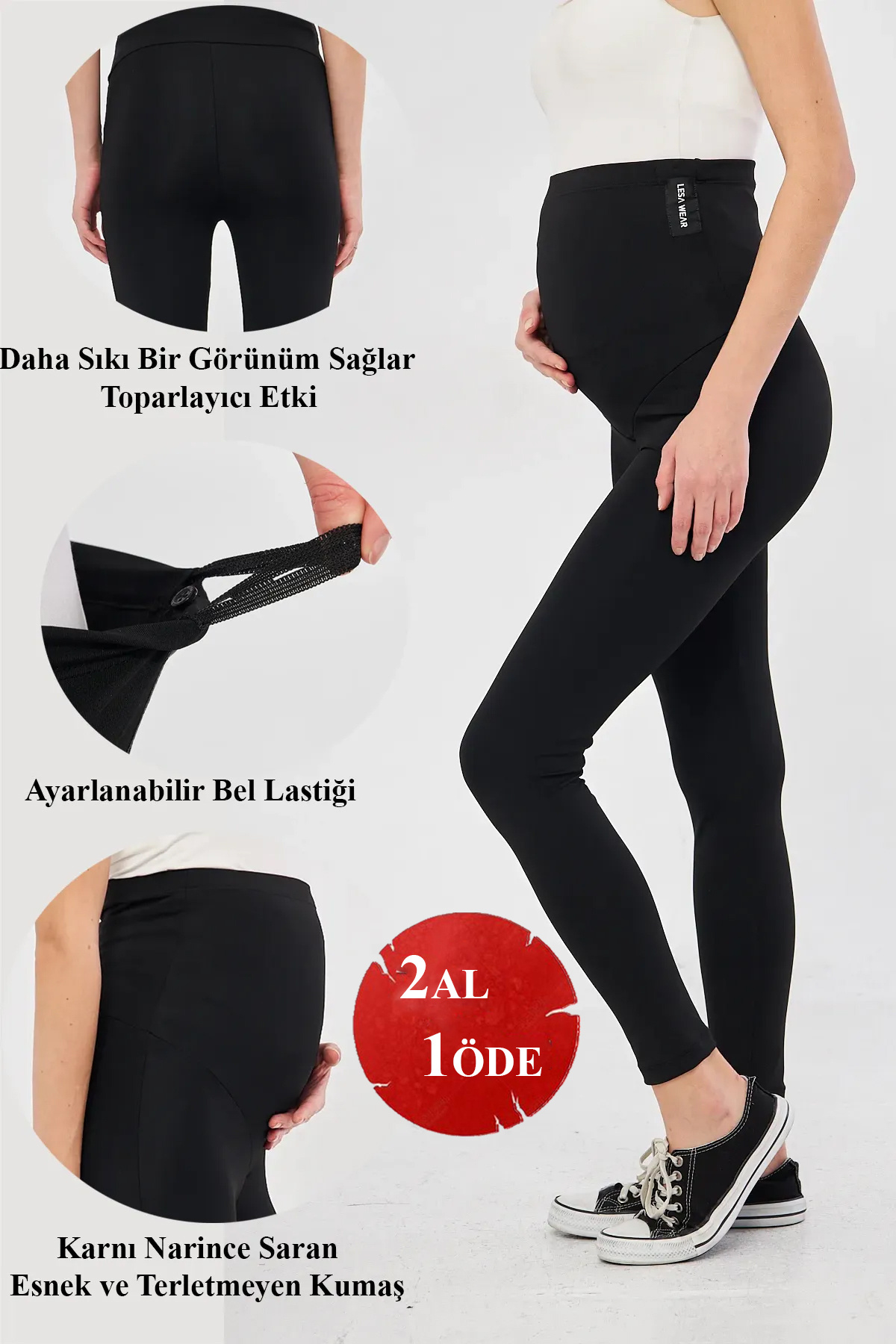 Lesa Wear Ayarlanabilir Yüksek Bel Esnek Toparlayıcı Ve Sıkılaştırıcı Hamile Tayt