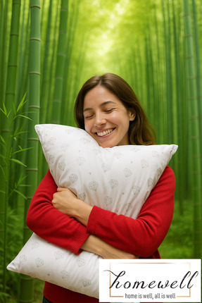 homewell %100 SAF BAMBU HİPOALERJENİK EKSTRA KILIFLI YASTIK DİAMOND