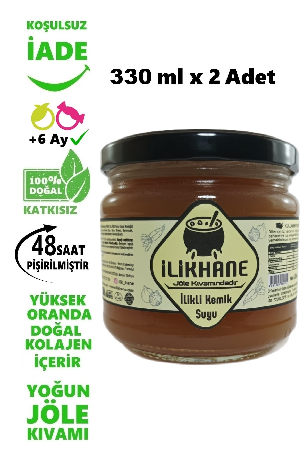 İLİKHANE Dana ilikli Kemik Suyu 330 ml X 2 Adet
