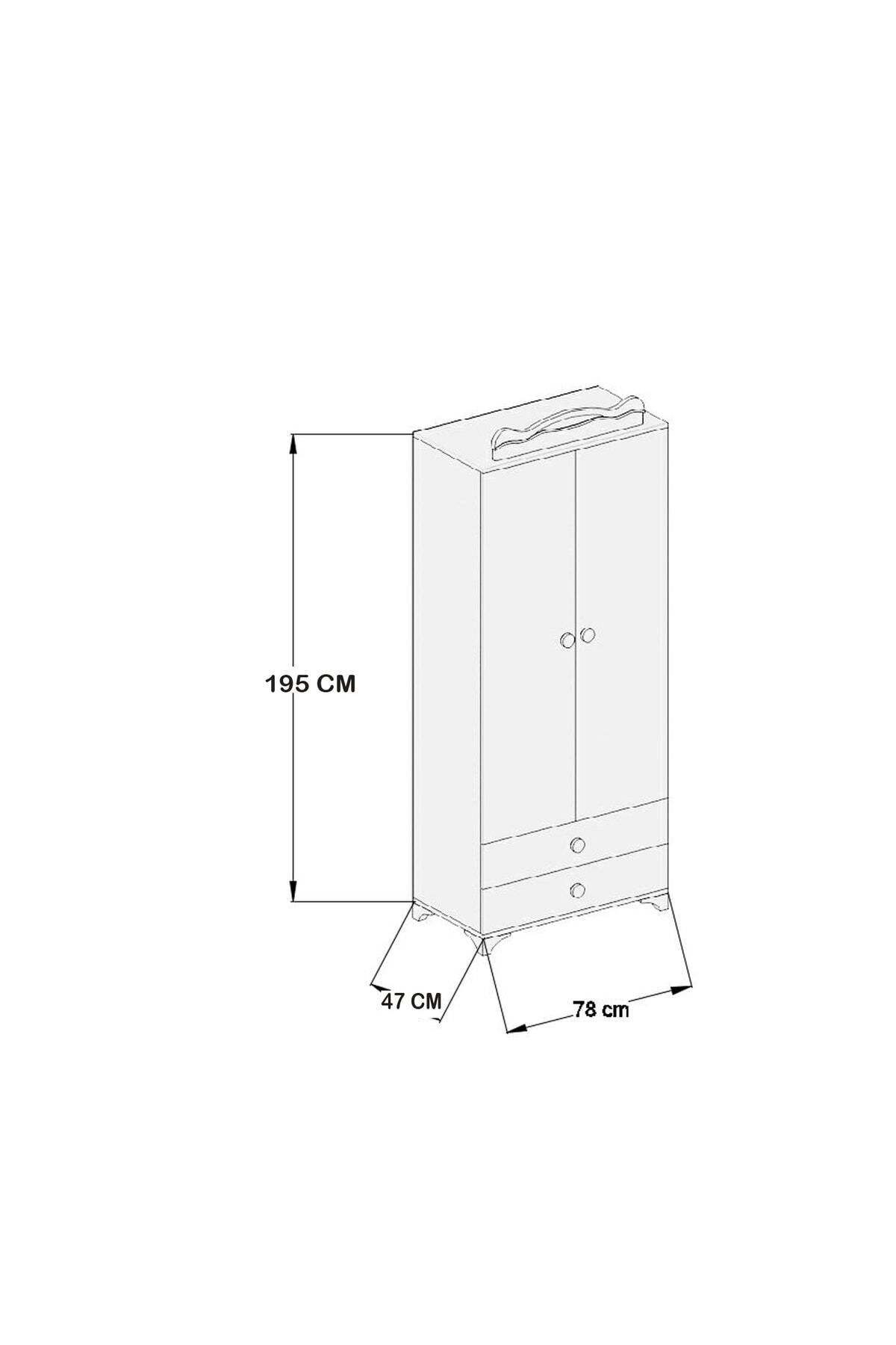 Patiko Furniture Patiko Sahra 058 2 Kapılı Dolap Mavi fotoğrafı 4 (önizleme)