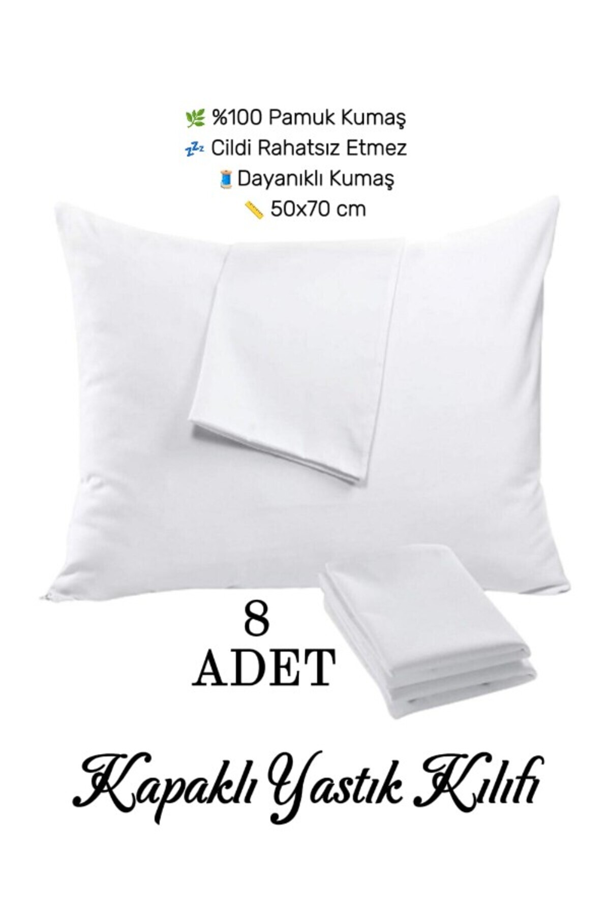 embays collection ( 8 Adet ) 50x70cm Kapaklı Yastık Kılıfı ,Otel Yastık Kılıfı, Ekonomik Kapaklı