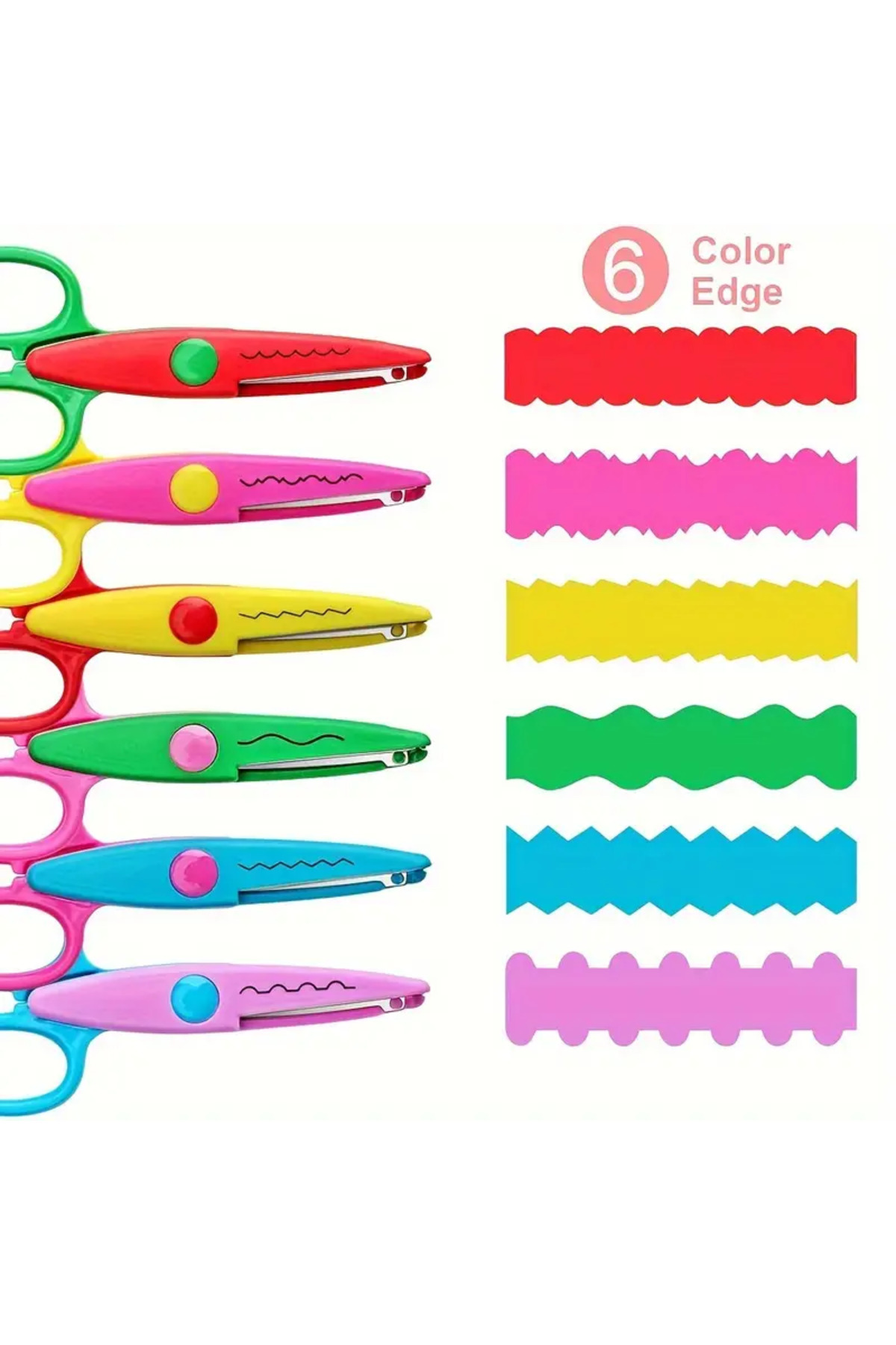 ZENION 6'lı Dekoratif Makas Seti, Metal Dişli Bıçaklar - El İşleri, Ofis & Okul için Mükemmel, Makas Seti