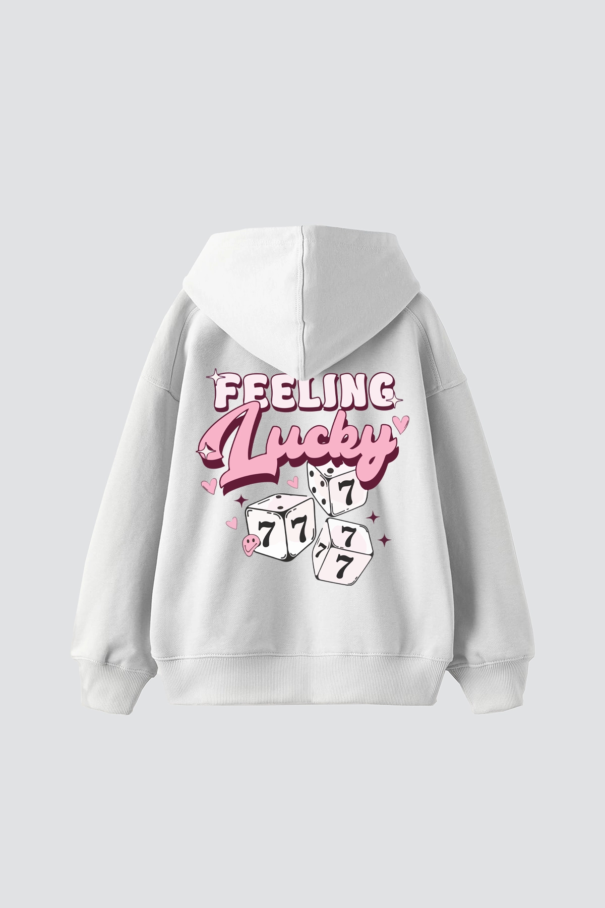 Sekizbiraltı 777 Lucky Printed Oversize Unisex White Hoodie