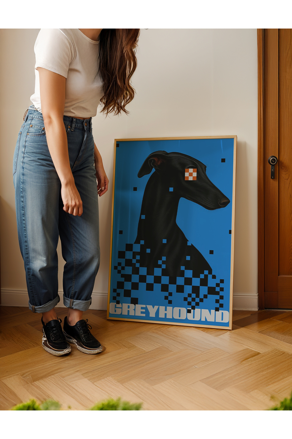 Push Studio Digital Greyhound Poster - Doğal Ahşap Çerçeveli Tablo ...