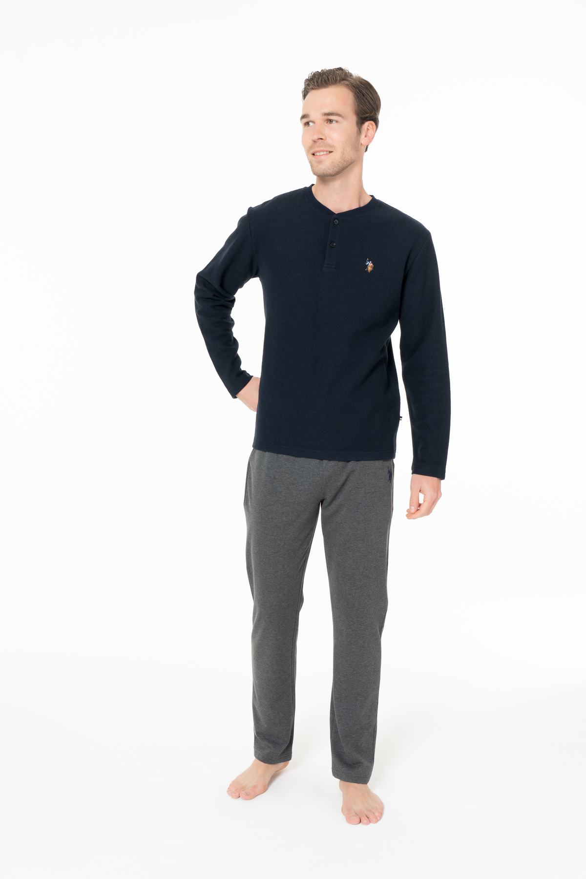 یو اس پولو ست لباس ورزشی مردانه یقه نیم چاکدار مخصوص فصل جدید