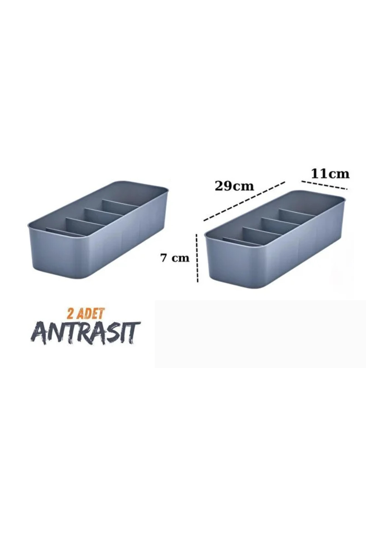 Mikasso 5 Bölmeli 2 Adet Dolap İçi Düzenleyici Takı, Toka, Çorap, İç Çamaşırı Organizeri - Antrasit Plastik fotoğrafı 3 (önizleme)