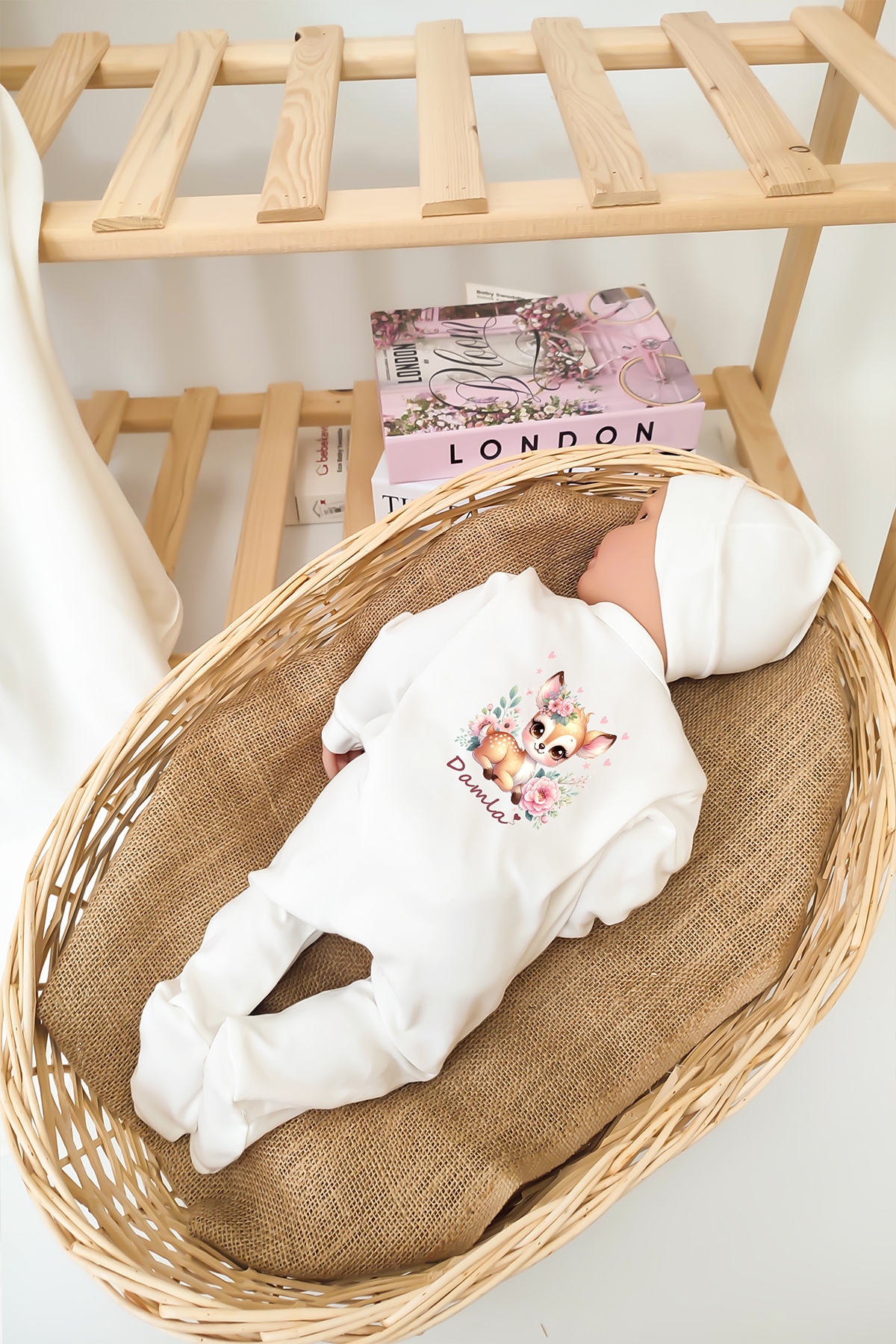 Sitilin Kız Bebek %100 Pamuk Baskılı İsimli Organik Yenidoğan Hastane Çıkışı İsme Özel Fırça Hediyelik Set fotoğrafı 5 (önizleme)