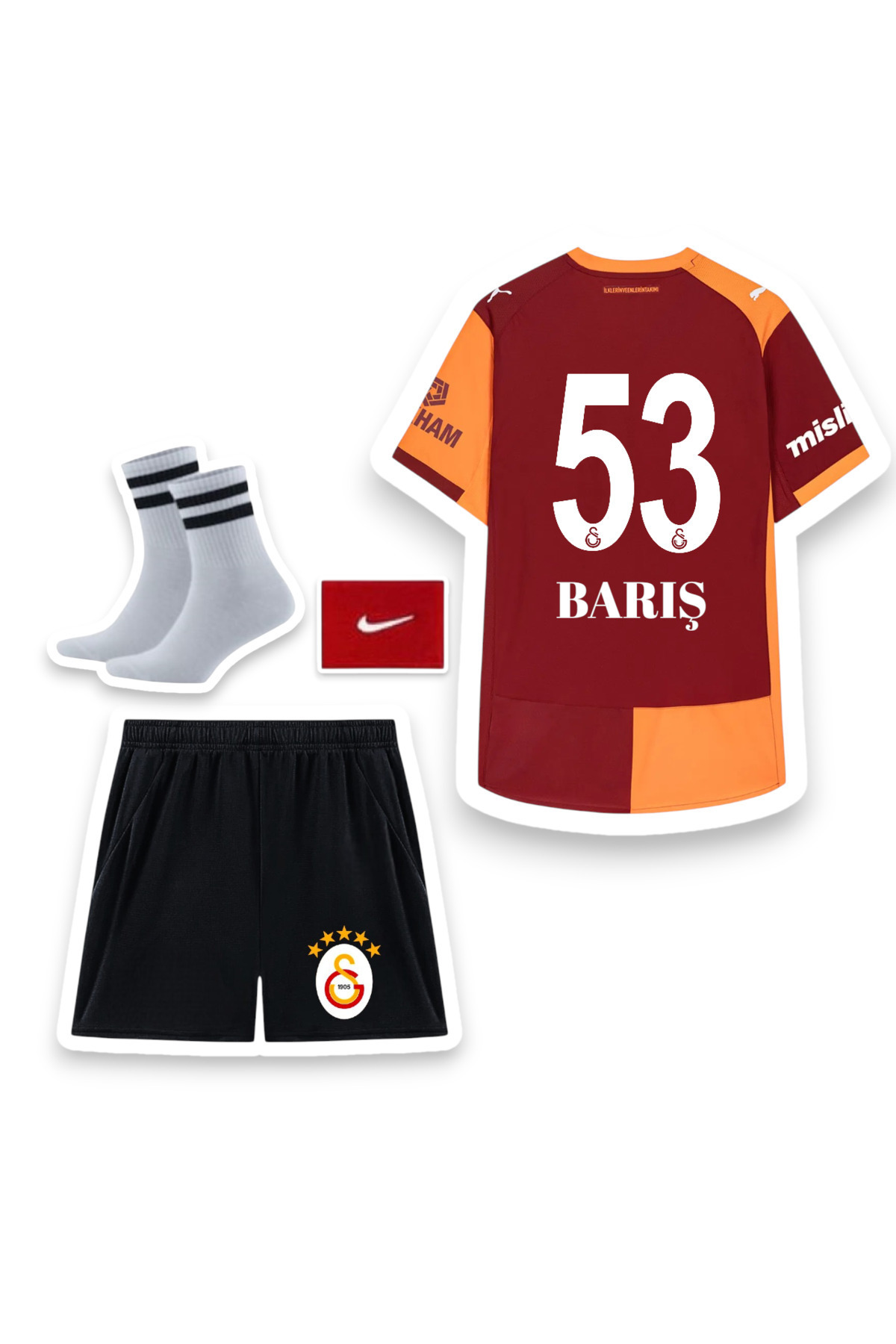 Quaxram BARIŞ 53 G'âlâtâ.sârây Yeni Sezon Çocuk Futbol Forması 4'lü Set PARÇALI