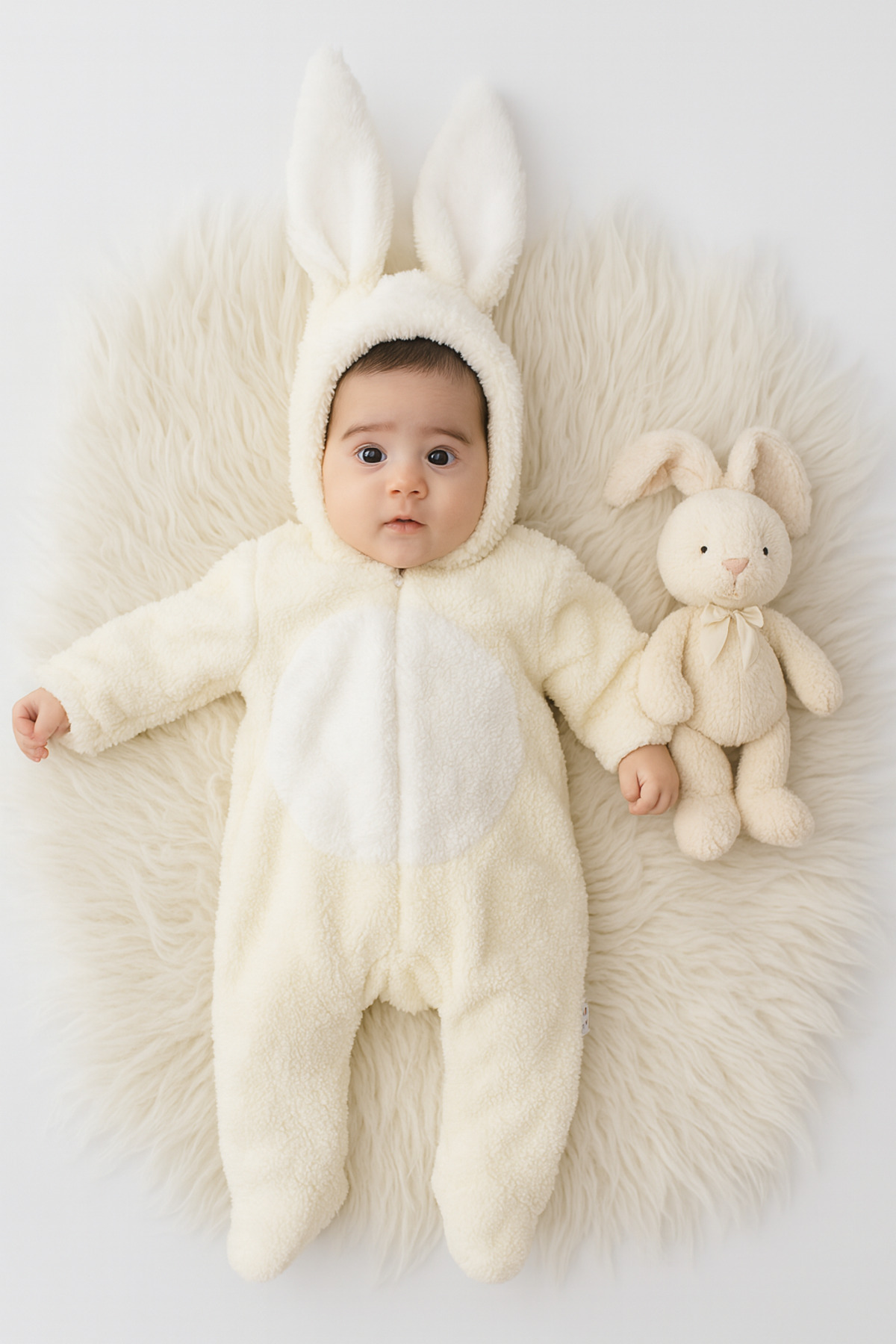 AKİ MODA KİDS Tavşan kulaklı welsoft kapüşonlu kışlık unısex 0-12 ay tulum 1 beden büyük alınız fotoğrafı 2 (önizleme)