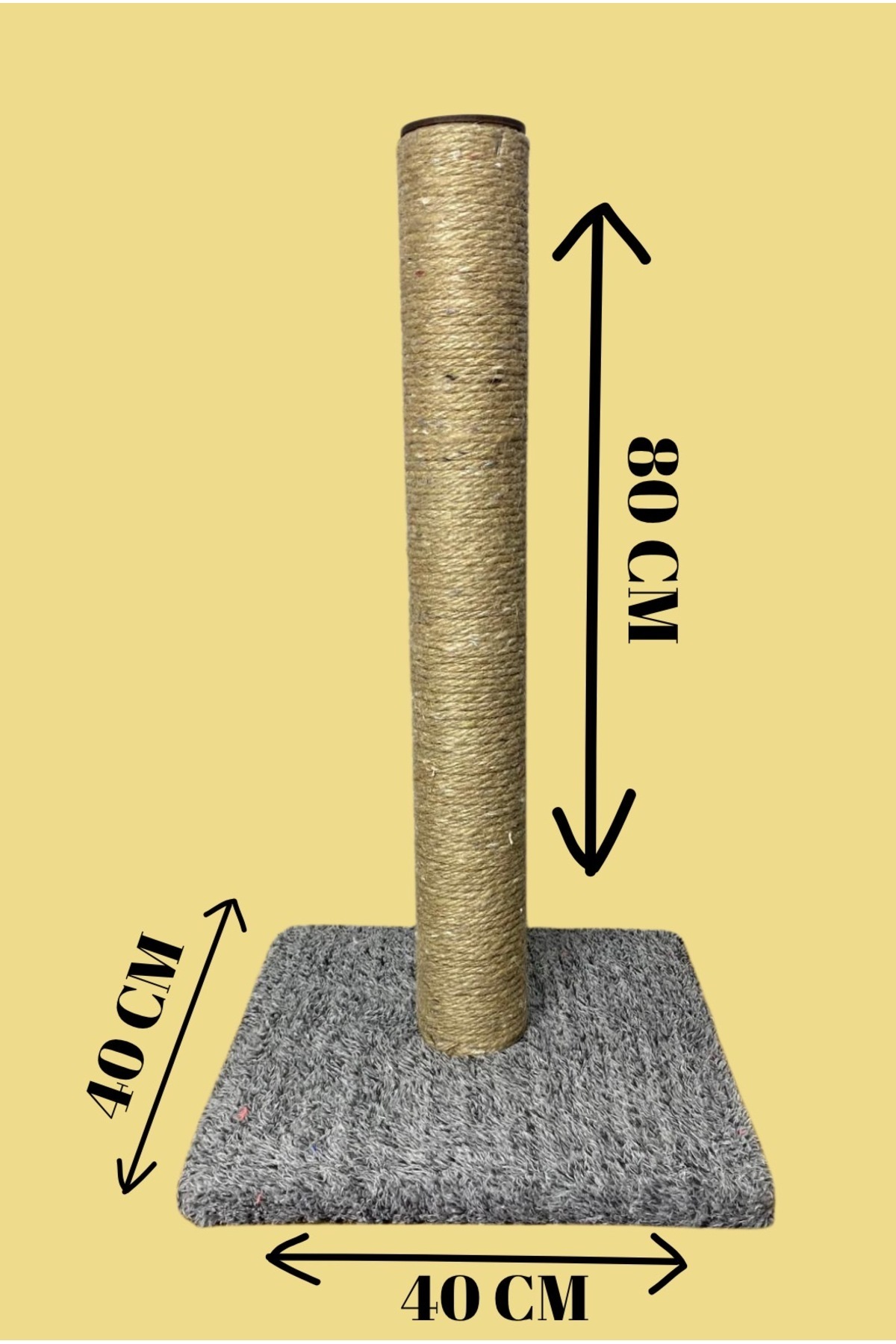 PurrPad 80 cm Tırmalama Tahtası Kare Kırçıl Gri Yerli İp