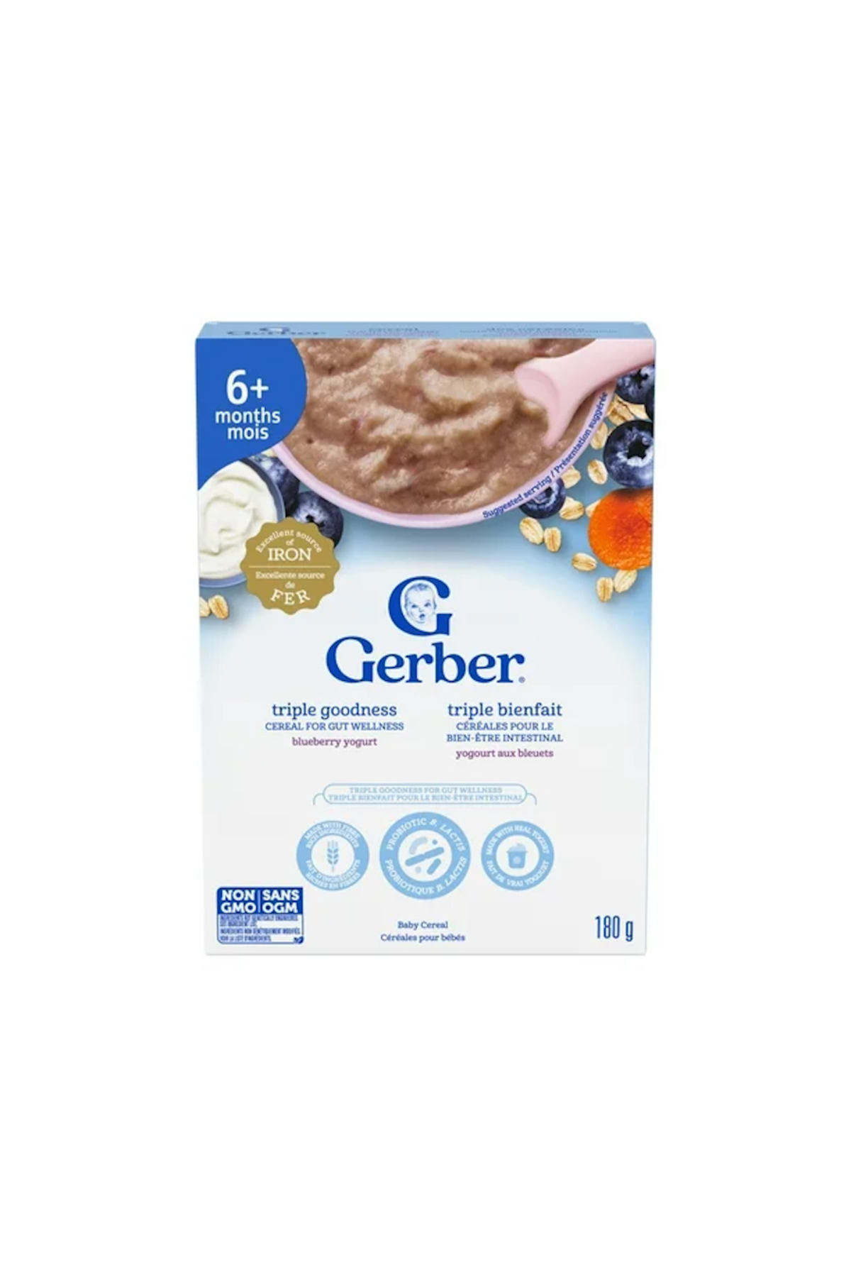 GERBER Triple Goodness- Probiotic Yaban Mersinli Yoğurtlu Kaşık Maması 180 Gr- 6. aydan itibaren- 2.aşama