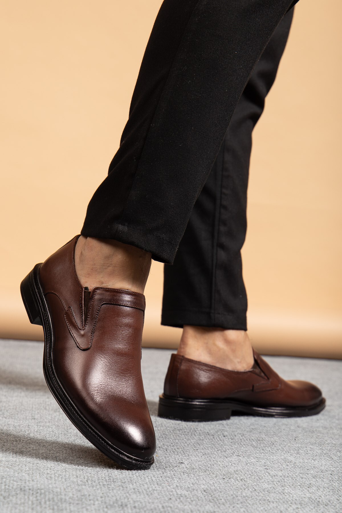 depderi  %100 Hakiki Deri, Bağcıksız, Tam Anotomik, Özel Tasarım,4 Mevsim, Kaymaz, İç Dış Deri Erkek Ayakkabı - Görsel 4