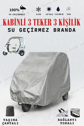 Dock KABİNLİ 3 TEKERLEKLİ 3 KİŞİLİKLİ GRİ BRANDA ( 4 MEVSİM-SU GEÇİRMEZ)