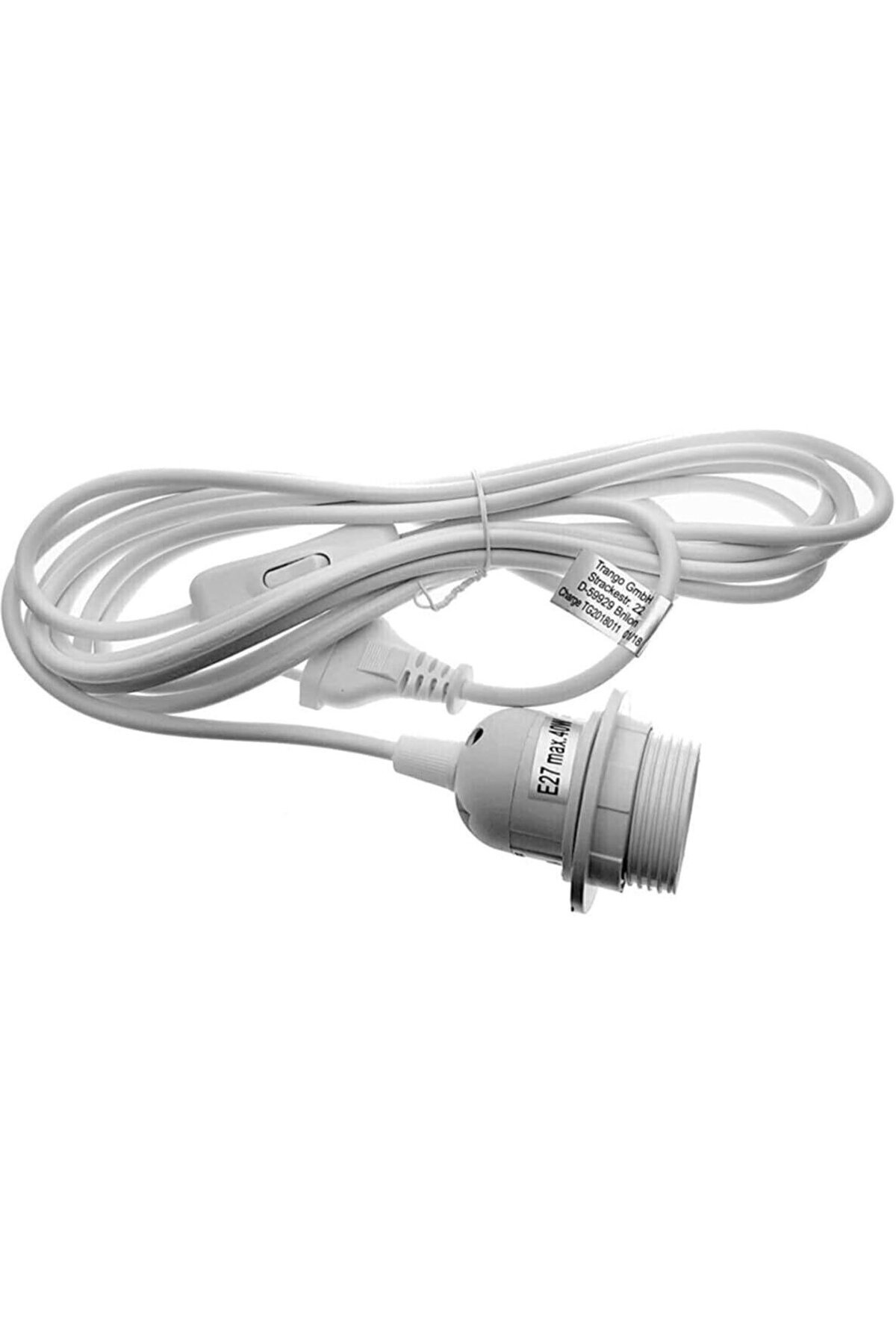 C&A&B KUZEY AVİZE Kablolu Duy Fiş E27 Aç Kapa Anahtarlı Arapuarlı 1.5 Metre beyaz