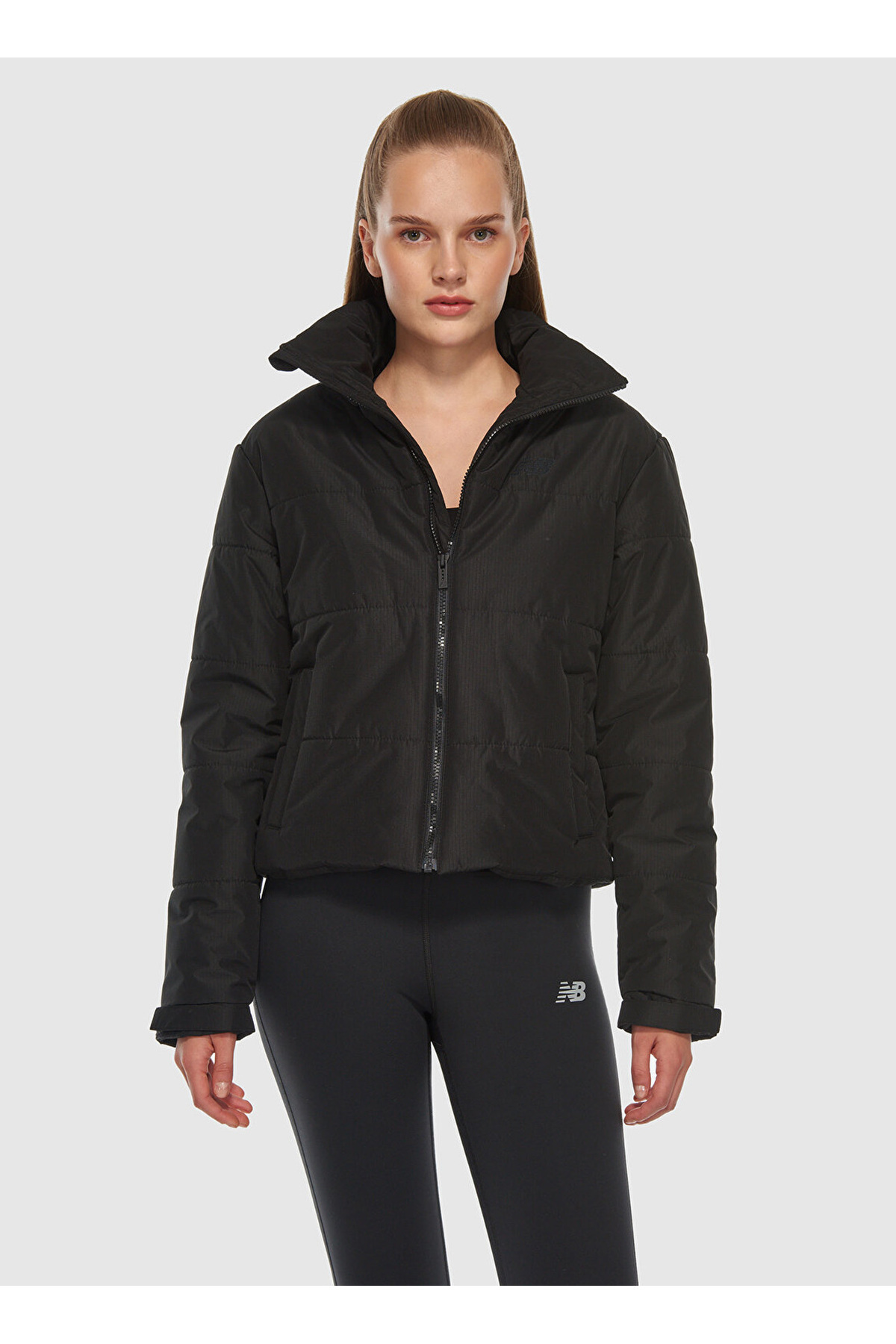 New Balance WNJ3427-BK Lifestyle Women Jacket Siyah Düz Kadın Mont