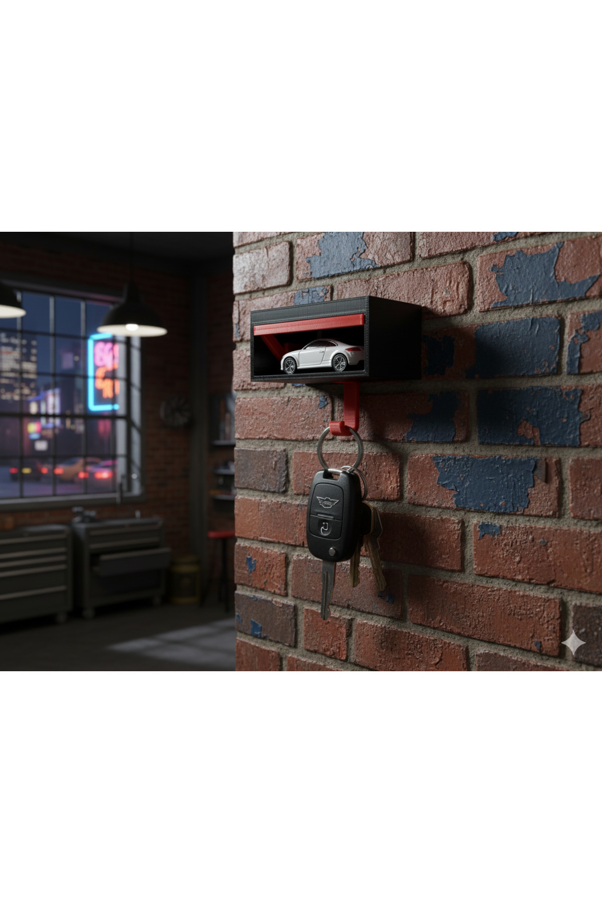 Generic 3D Baskı Model Araba Uyumlu Duvar Tipi Kepenkli Mini Garaj Anahtar Askısı renk seçenekli