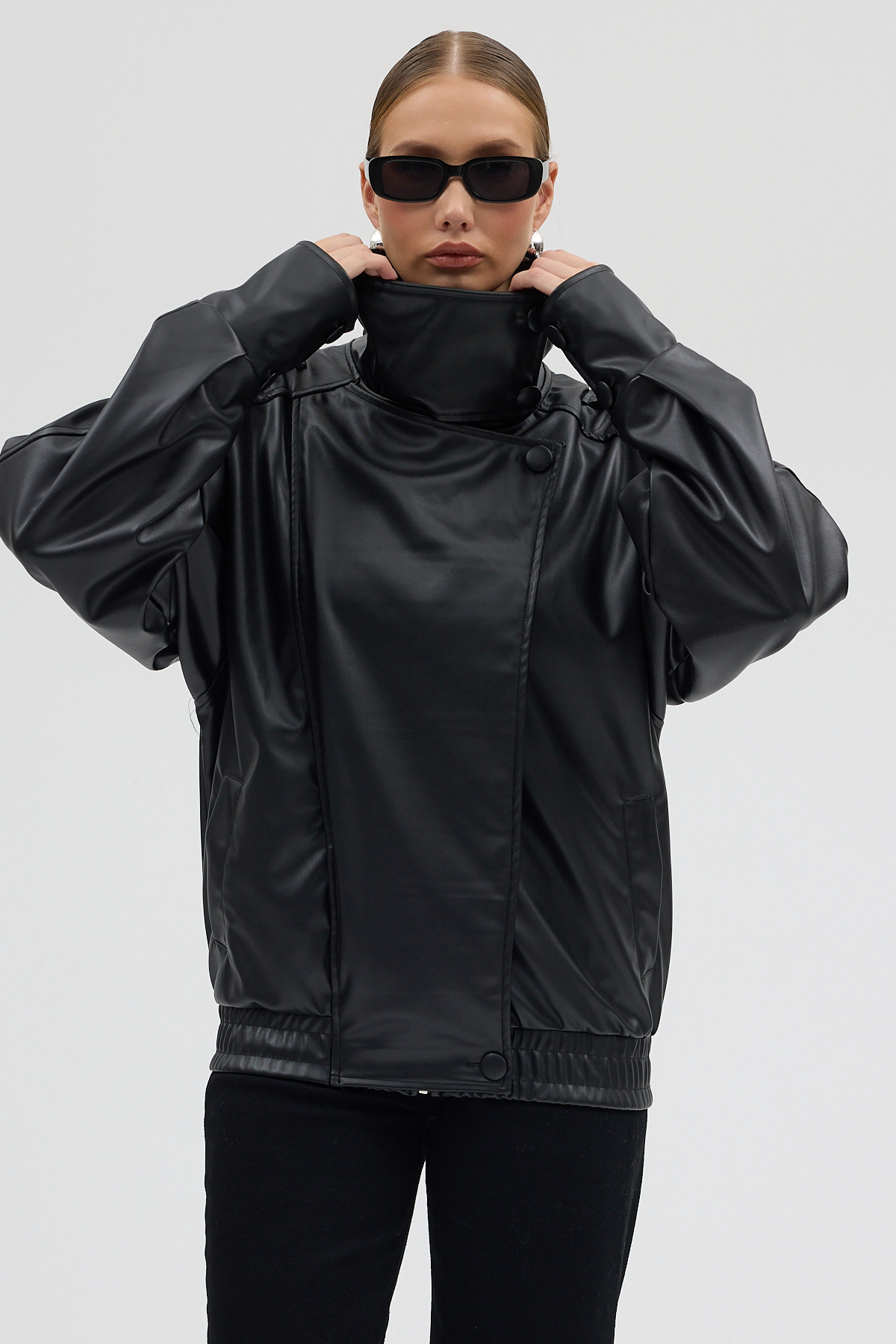 Jaglion Γυναικείο δερμάτινο μπουφάν σε στυλ Street Style