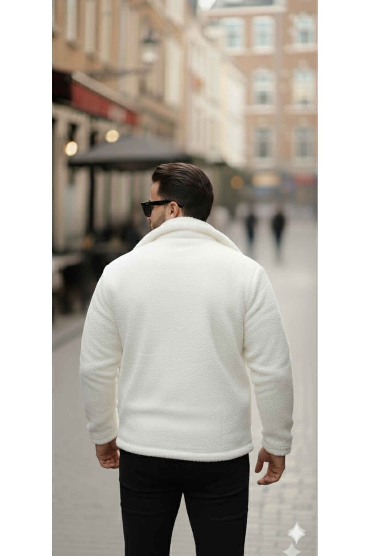 Minharir  Erkek Siyah Fermuarlı Peluş Ceket – Yumuşak Doku, Soğuk Hava Dostu - Görsel 3