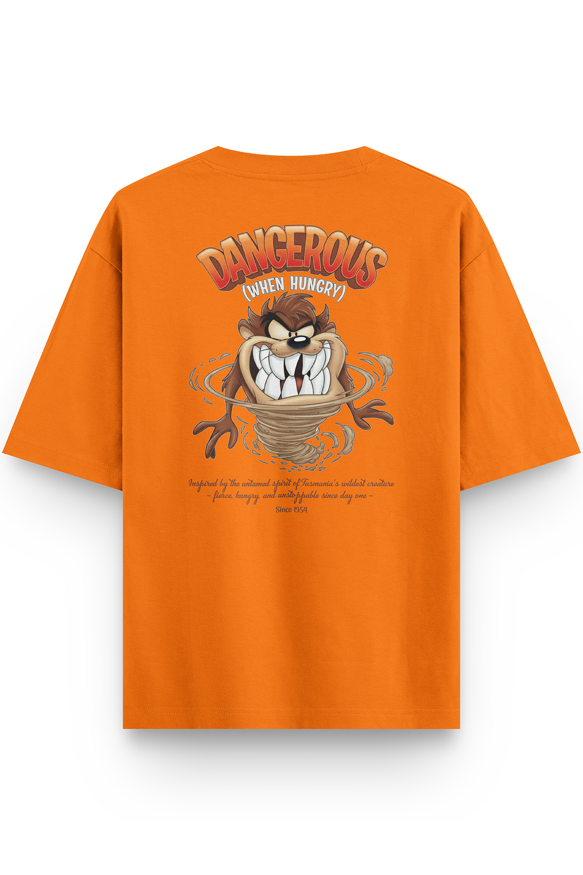 Monster Back Printed Half Oversized Orange T-Shirt 1392