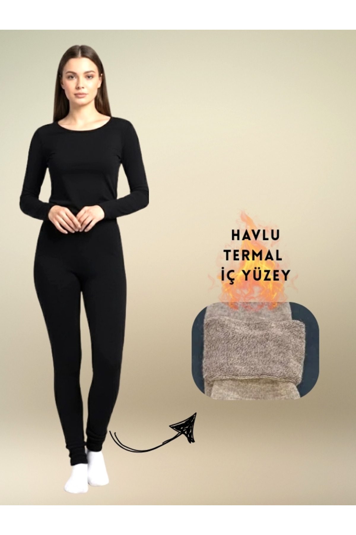 Ervanur Kadın Havlu Tayt Kışlık Kalın