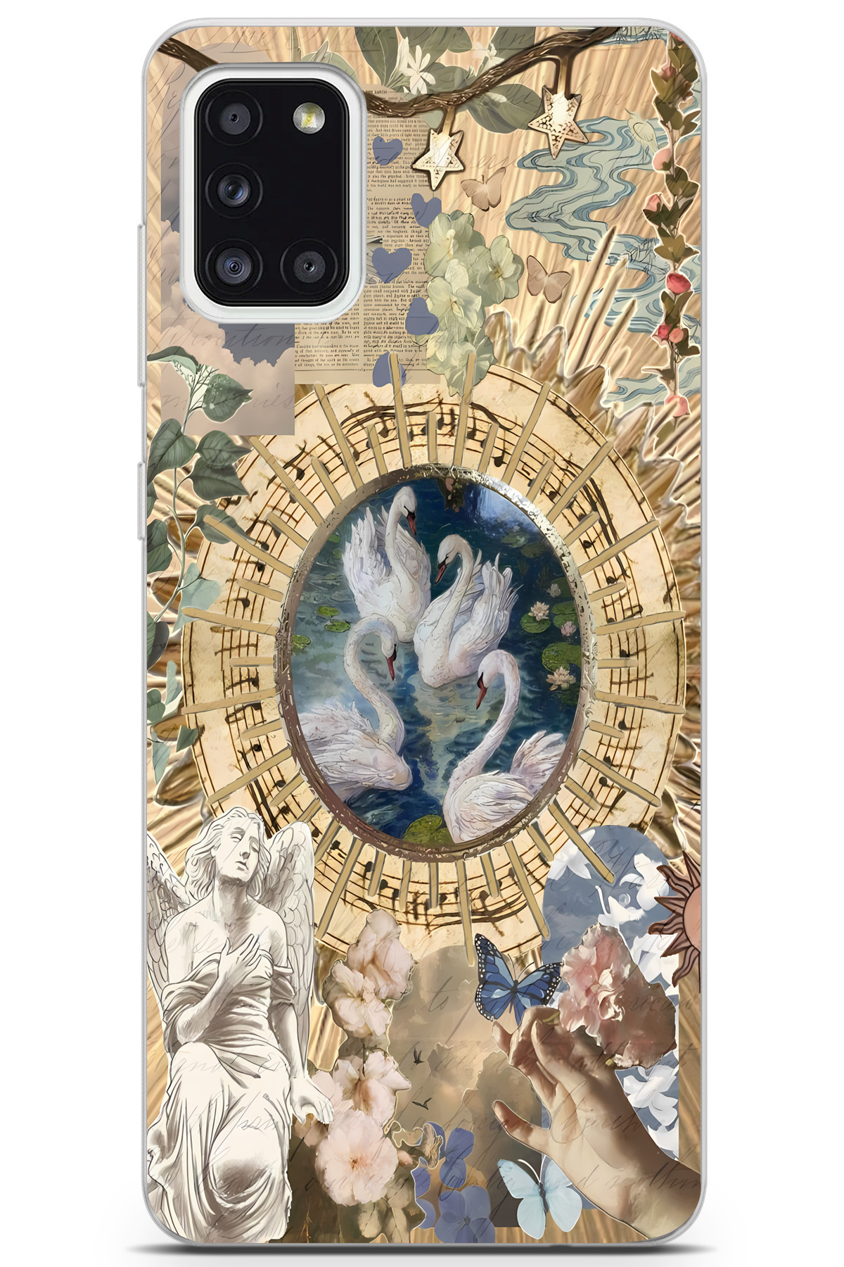 Samsung Galaxy A31 Compatible Printed Soft Silicone Transparent Phone Case