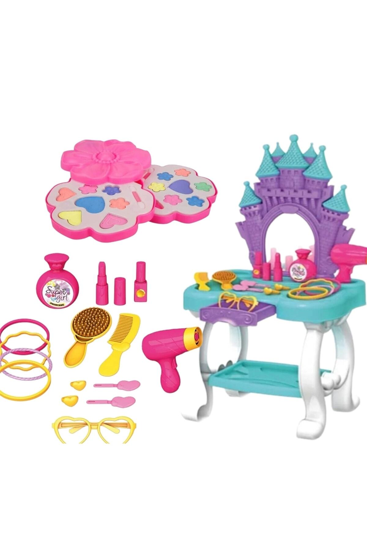 BYZ TOYS Hediyelik Şato Güzellik Masası 2li Makyaj Seti Oyuncak