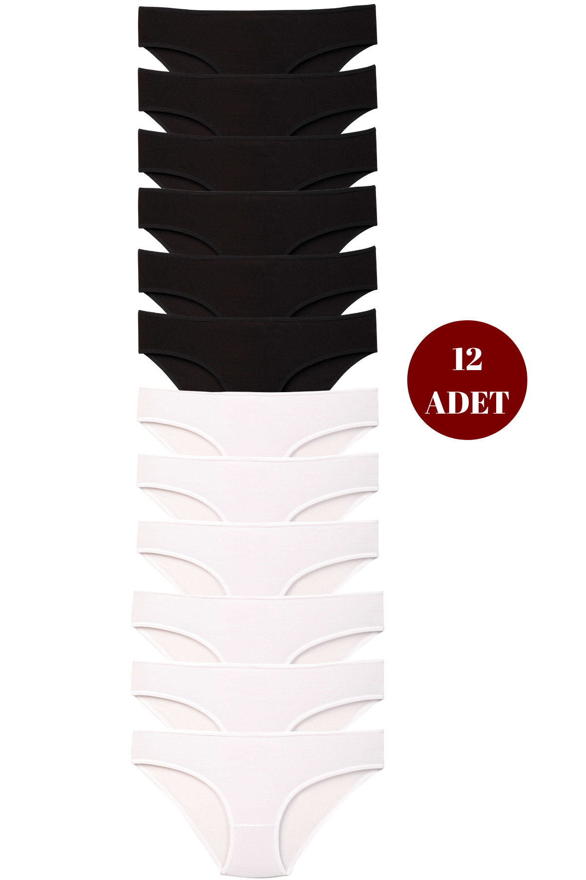 Women's Black White Briefs Cotton Lycra 12-Pack