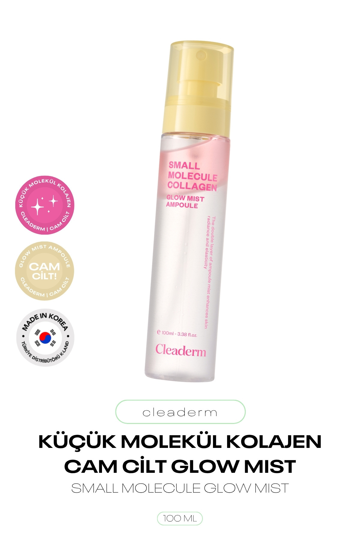 Cleaderm Küçük Moleküllü Kolajen ve Parlak Cam Cilt Sprey Small Molecule Collagen Glow Mist