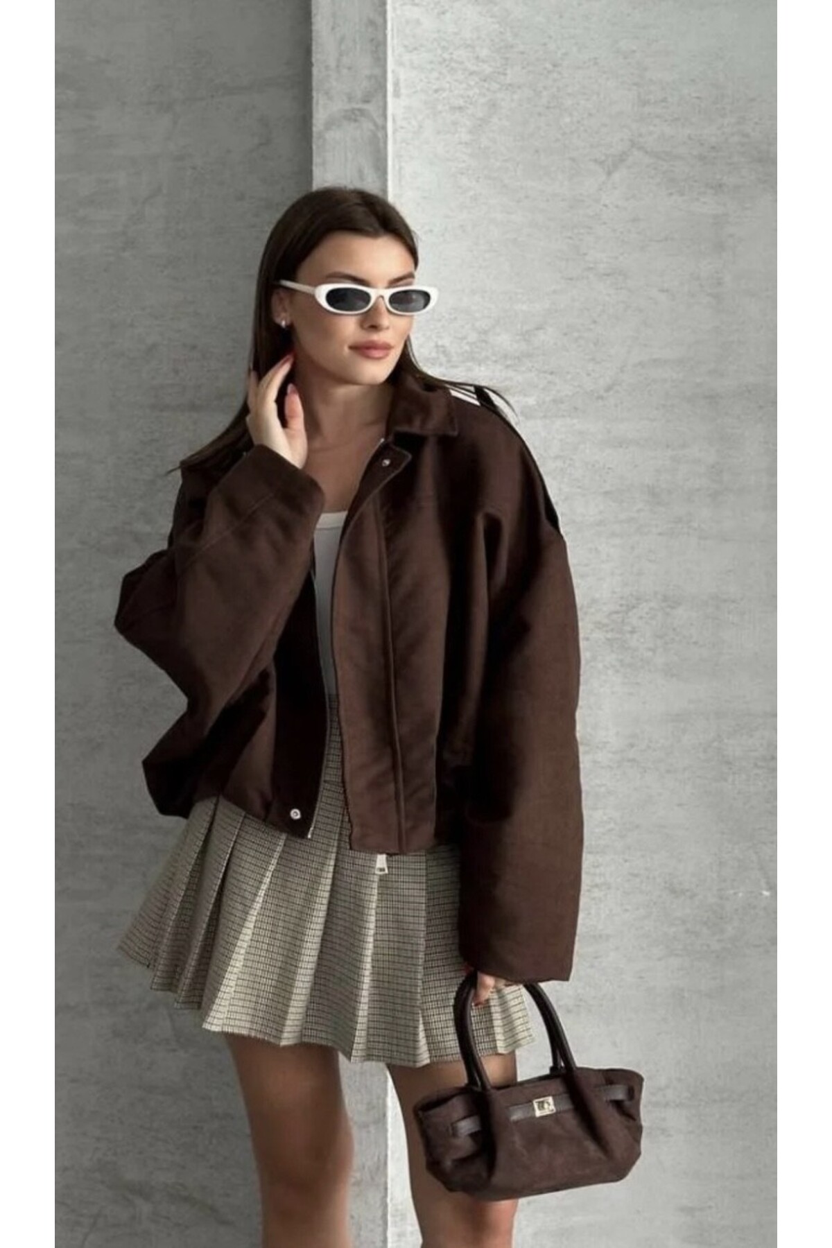 PRİFALDİ  ZR Oversize Süet Bomber Ceket - Görsel 4