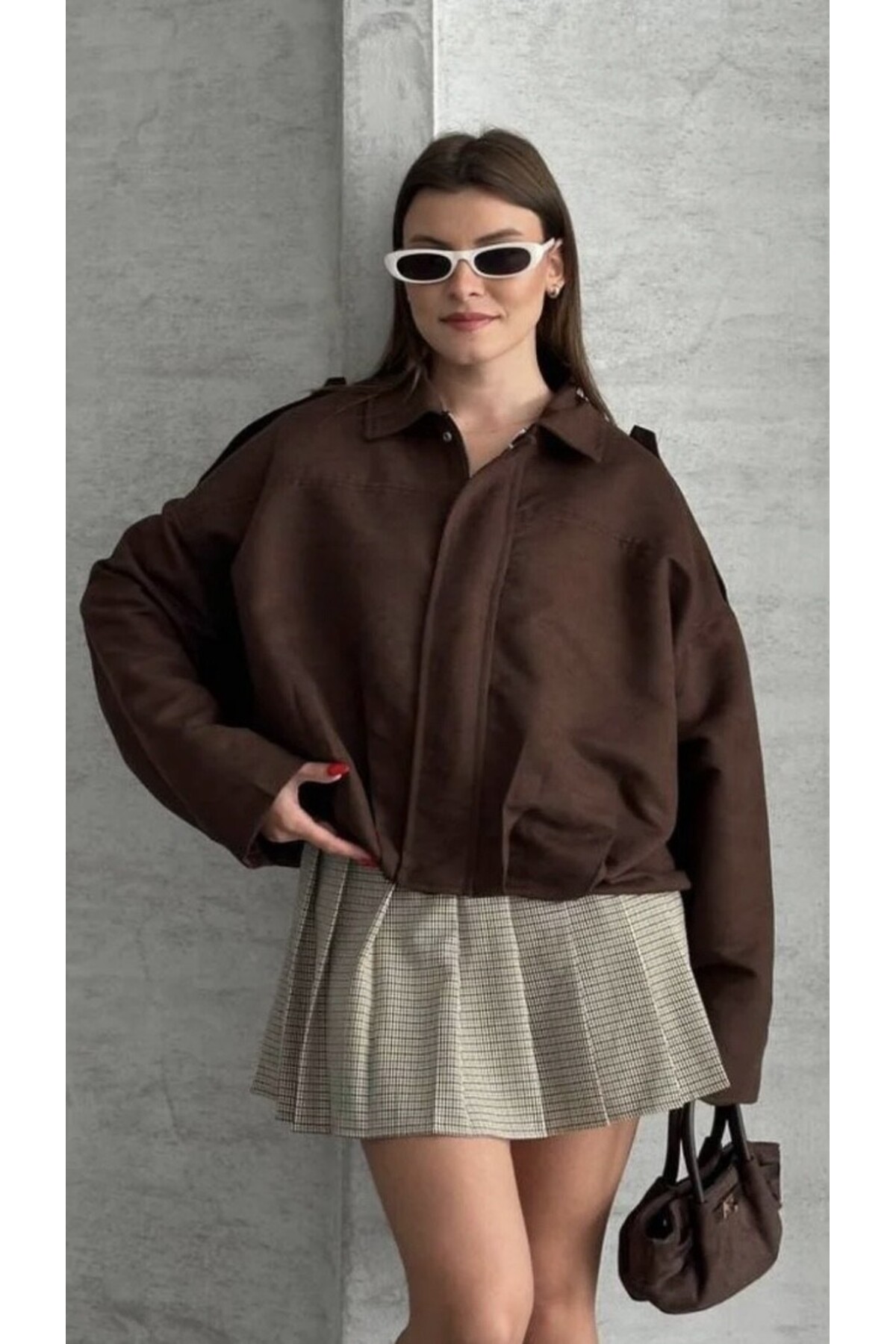 PRİFALDİ  ZR Oversize Süet Bomber Ceket - Görsel 2