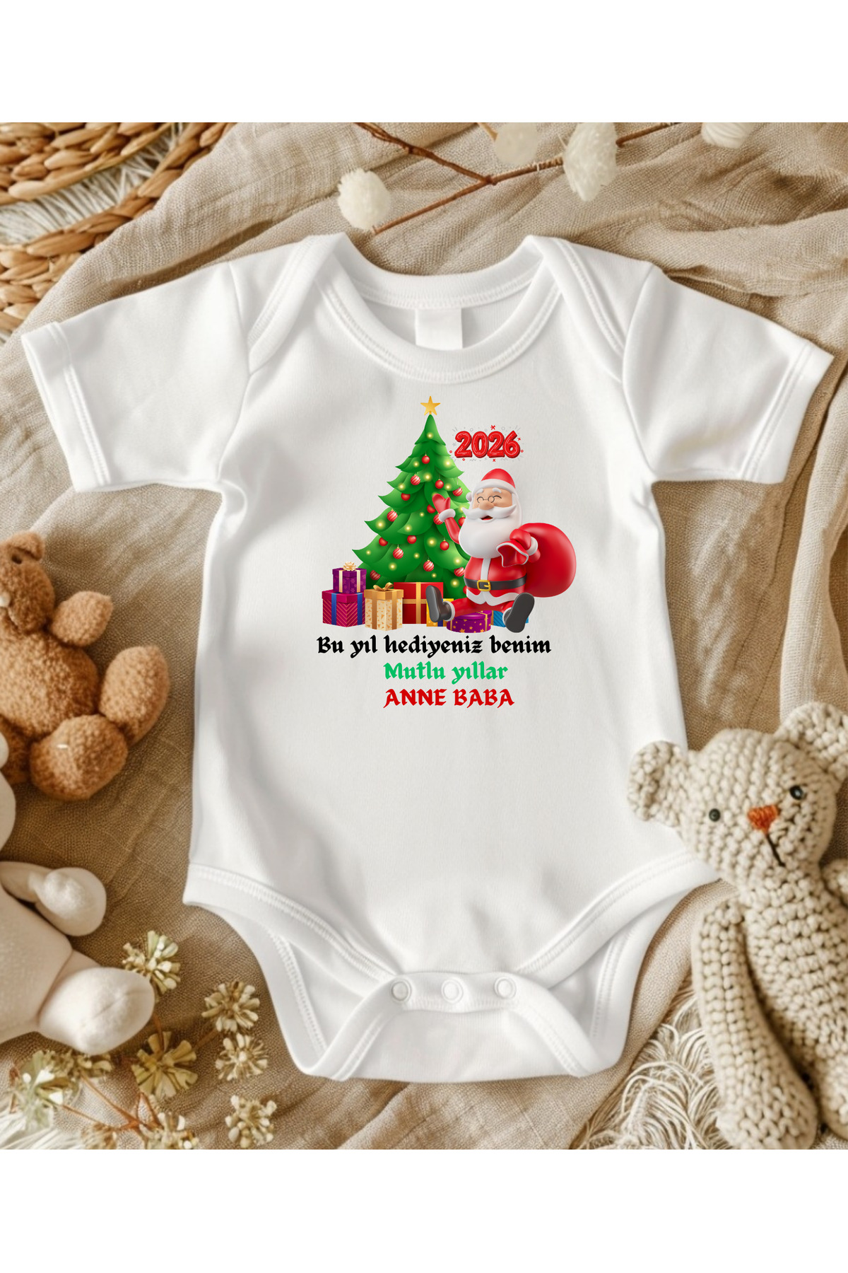 NEW YEAR CHRISTMAS THEMED BABY BODYSUIT NEW YEAR BABY GIFT