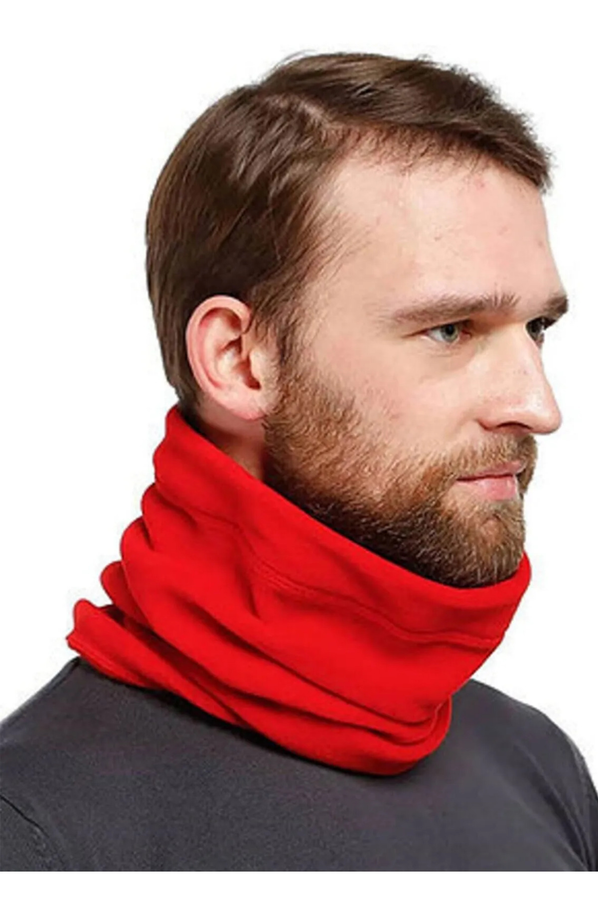 KL HOME ERKEK-KADIN 2 ADET FİYATI-TERMAL POLAR BERE BOYUNLUK İPLİ MODEL -KIRMIZI RENK görsel 3