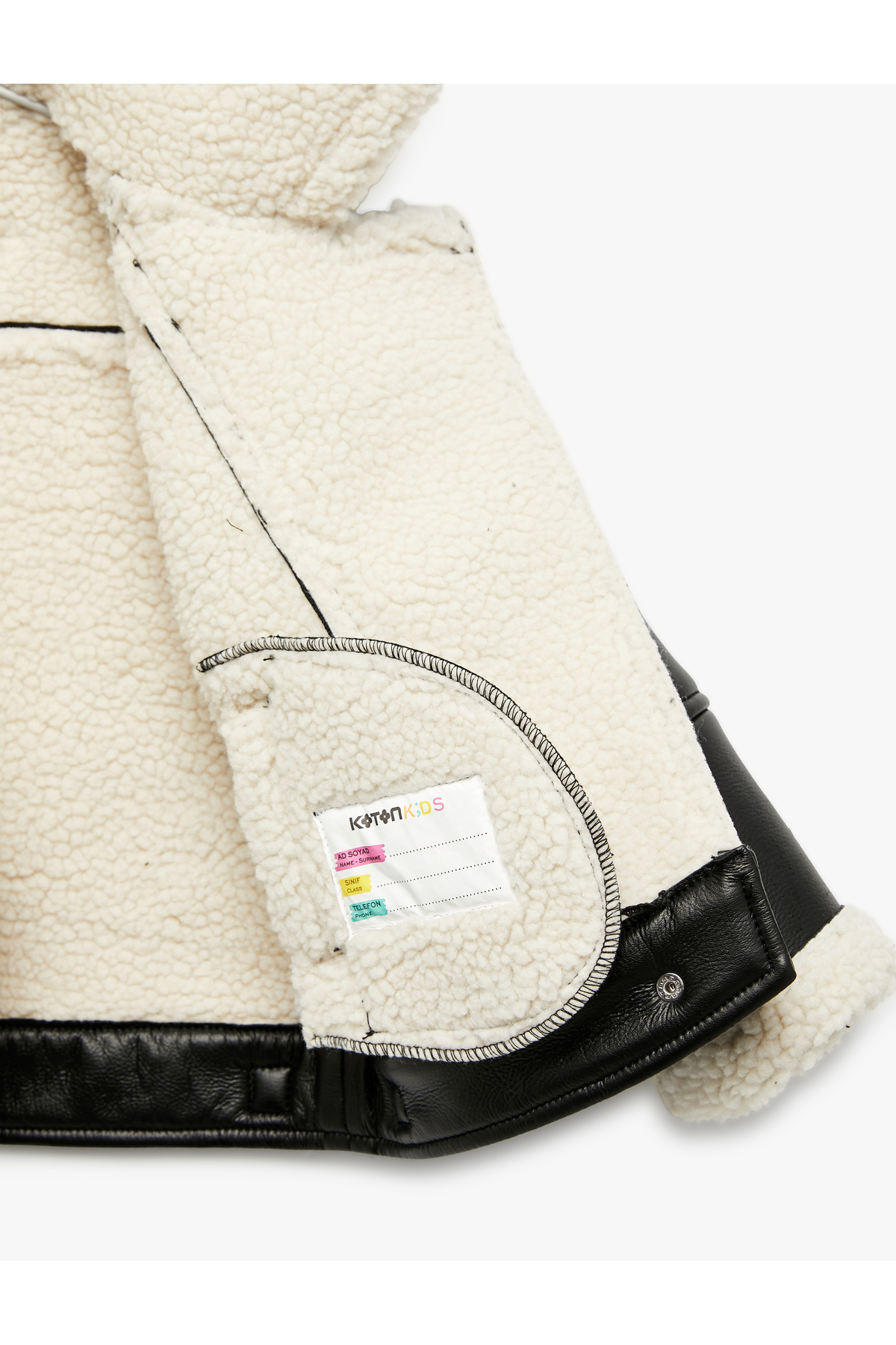 Koton Uzun Kollu Kruvaze Yaka Suni Deri Biker Ceket fotoğrafı 4 (önizleme)