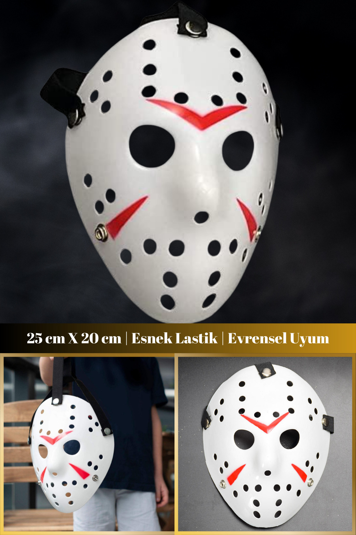 Tamsena Store Yetişkin ve Çocuk Uyumlu Yüzü Tam Kaplama Hokey Jason Hannibal Maskesi