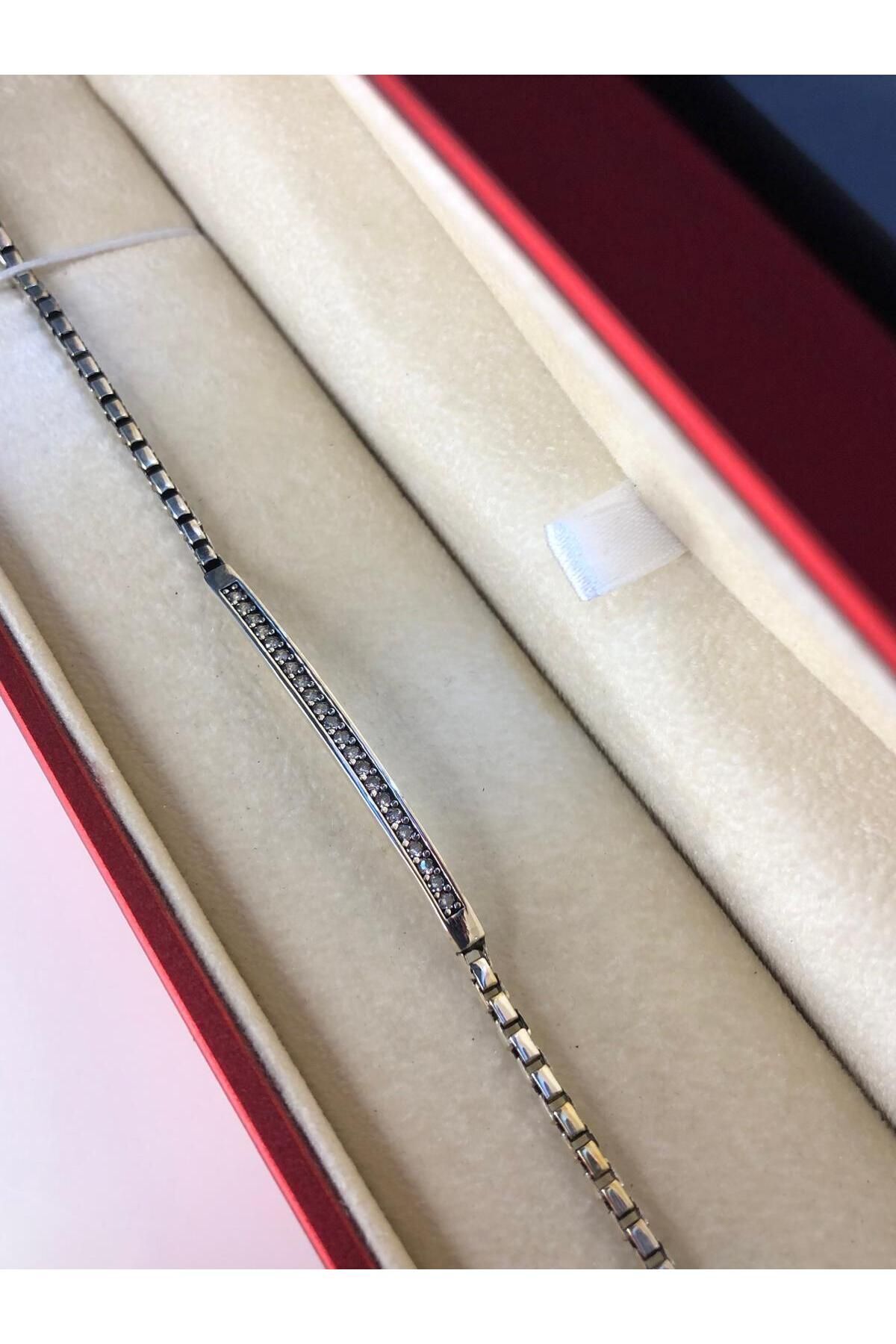 GWOMA Erkek Gümüş Bileklik - Küp Zincirli Beyaz Zirkon Taşlı • Işıklı Kutuda • Sevgiliye • Eşe • Babaya