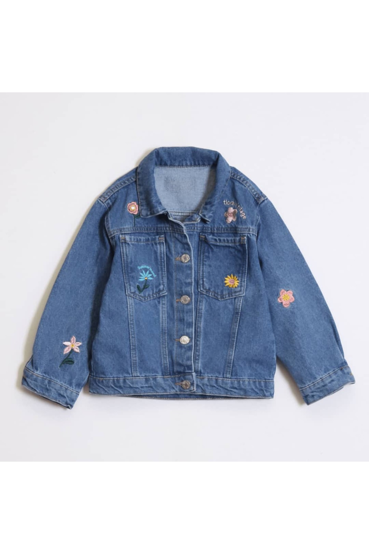 OZZY KİDS  Kız Çocuk Nakışlı Kot Ceket - Görsel 3