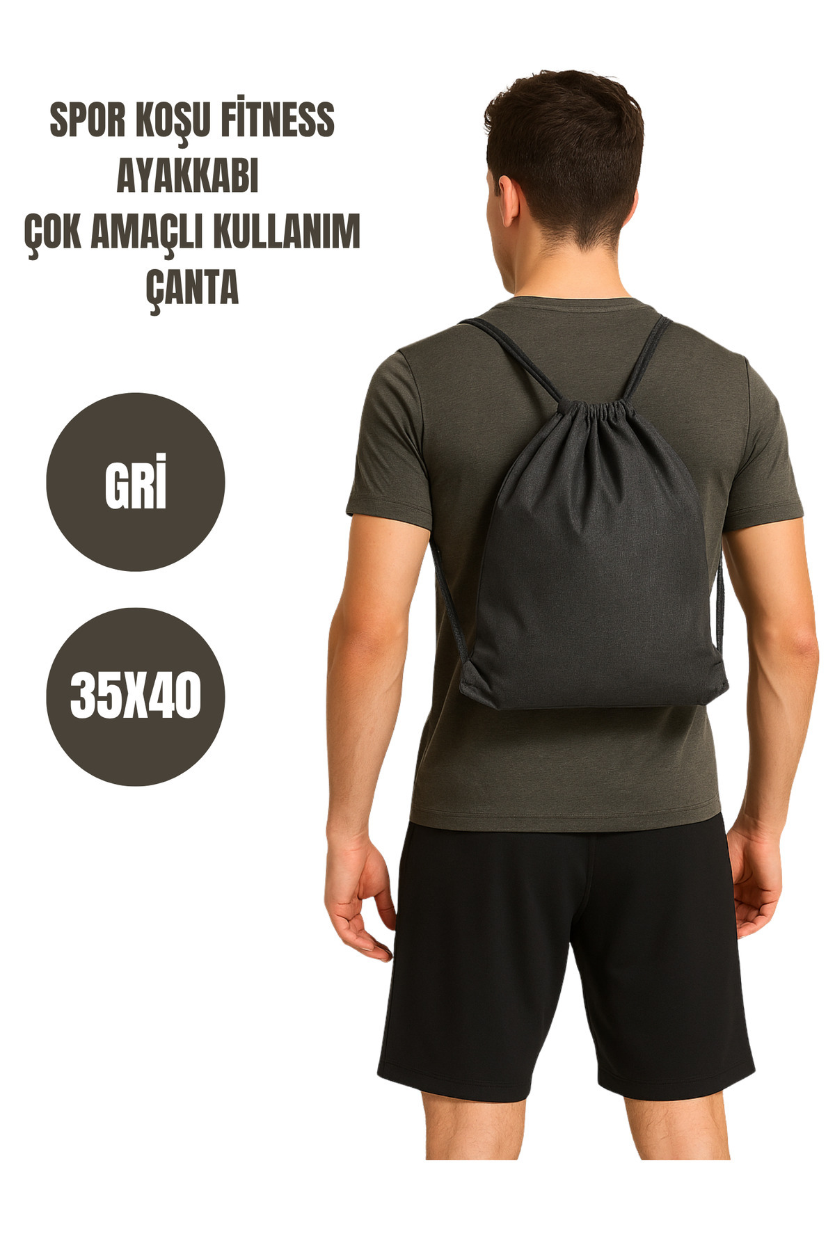 SAĞDIÇ İpli Büzgülü Spor Çantası Fitness Futbol Koşu Ayakkabı Eşya Su Geçirmez 35x40 Çanta