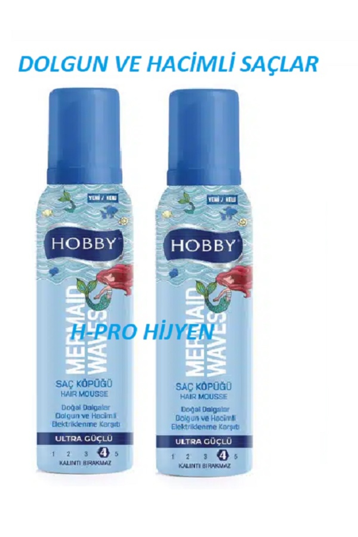 Hobby GÜÇLÜ TUTUŞ DOĞAL VE HACİMLİ SAÇLAR İÇİN MARMAID WAVES SAÇ KÖPÜĞÜ 150 ML 2 ADET