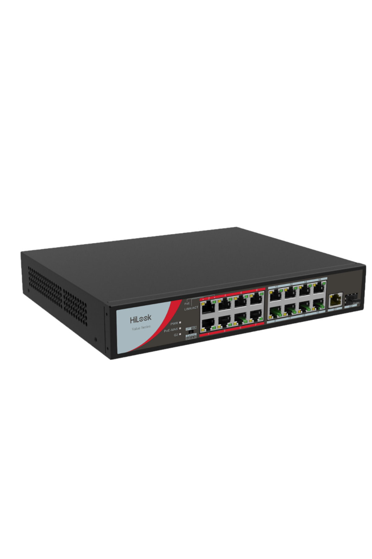 Hilook NS-0318P-130(B), 16 Port, Megabit, PoE 130W, 1 Port GigaBit Lan, 1 Port GigaBit SFP, Long Ra