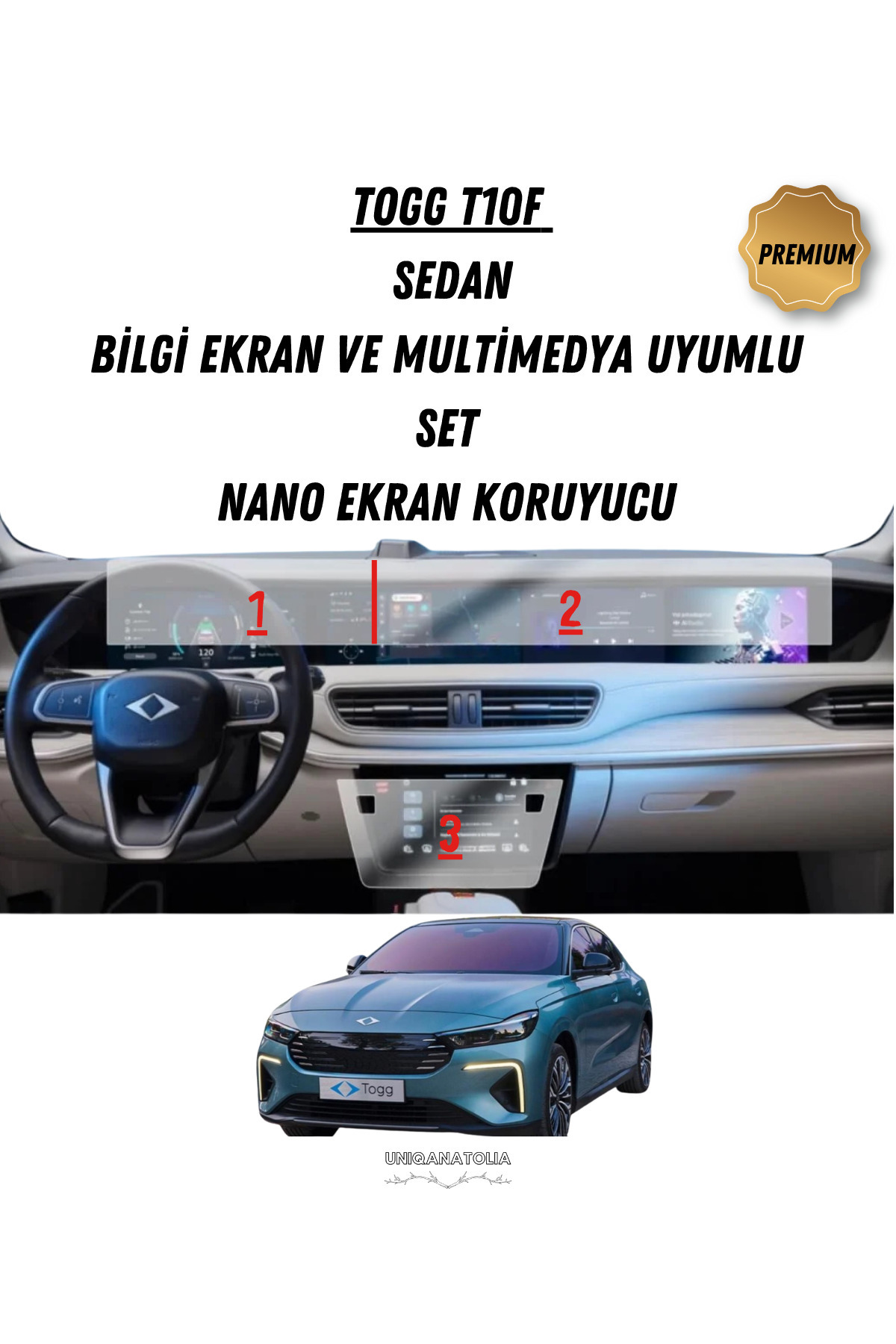 UniqAnatolia Togg T10F Bilgi Ekran ve Multimedya Uyumlu Set Nano Ekran Koruyucu