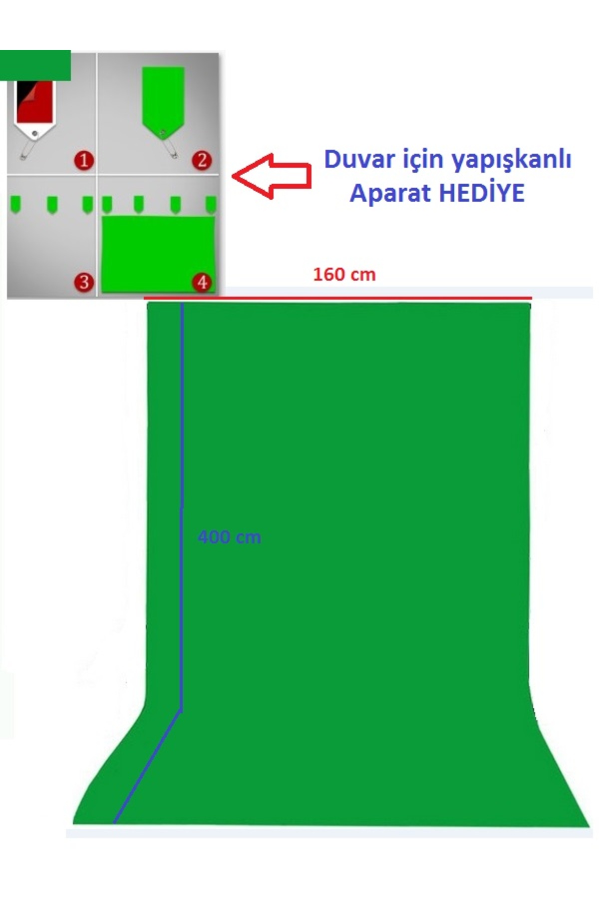160X400 Cmchromakey Green Screen Greenbox Yeşil Fon Perde Background Backdrop